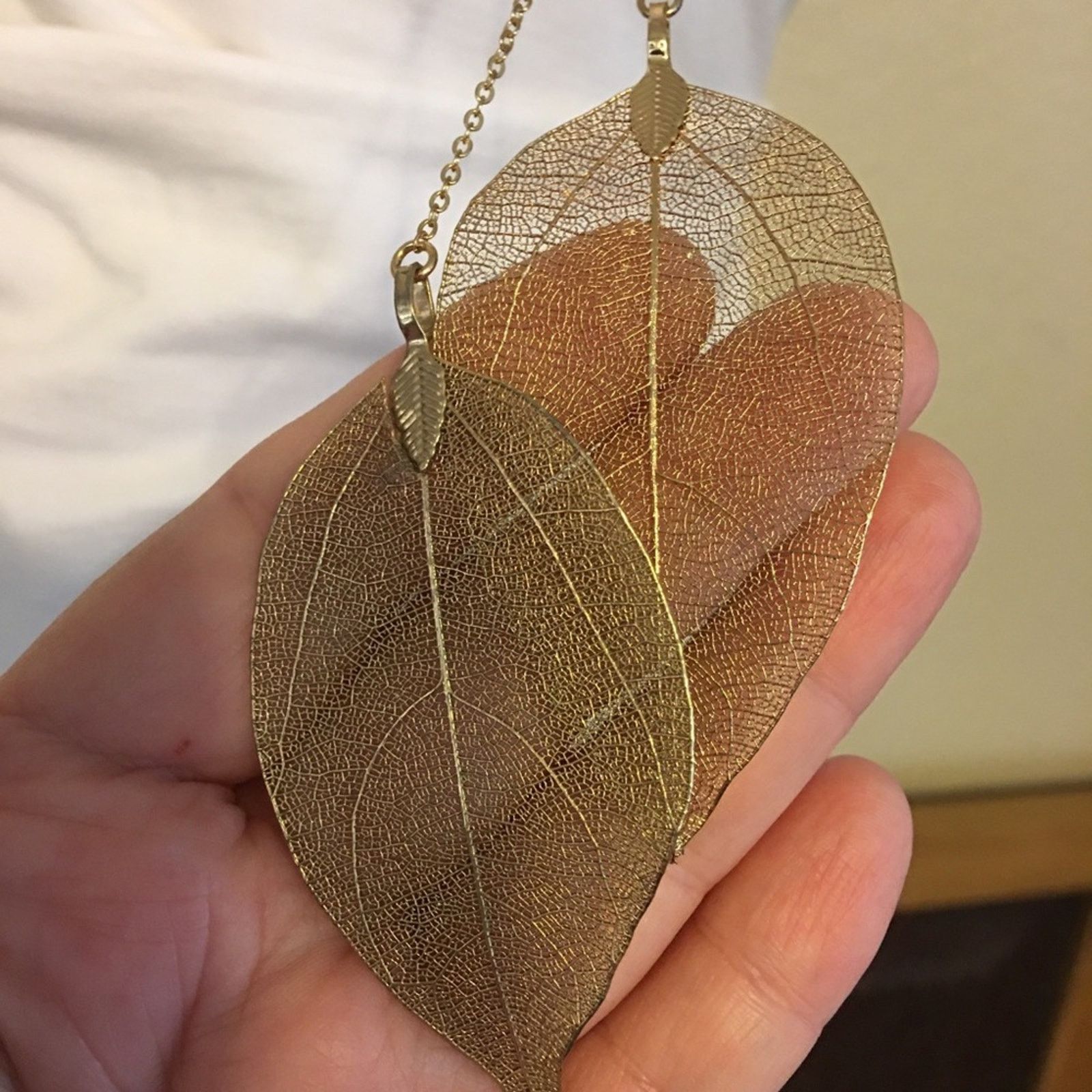 Vintage Vintage double gold leaf sparkle chain necklace Size ONE SIZE - 5 Thumbnail