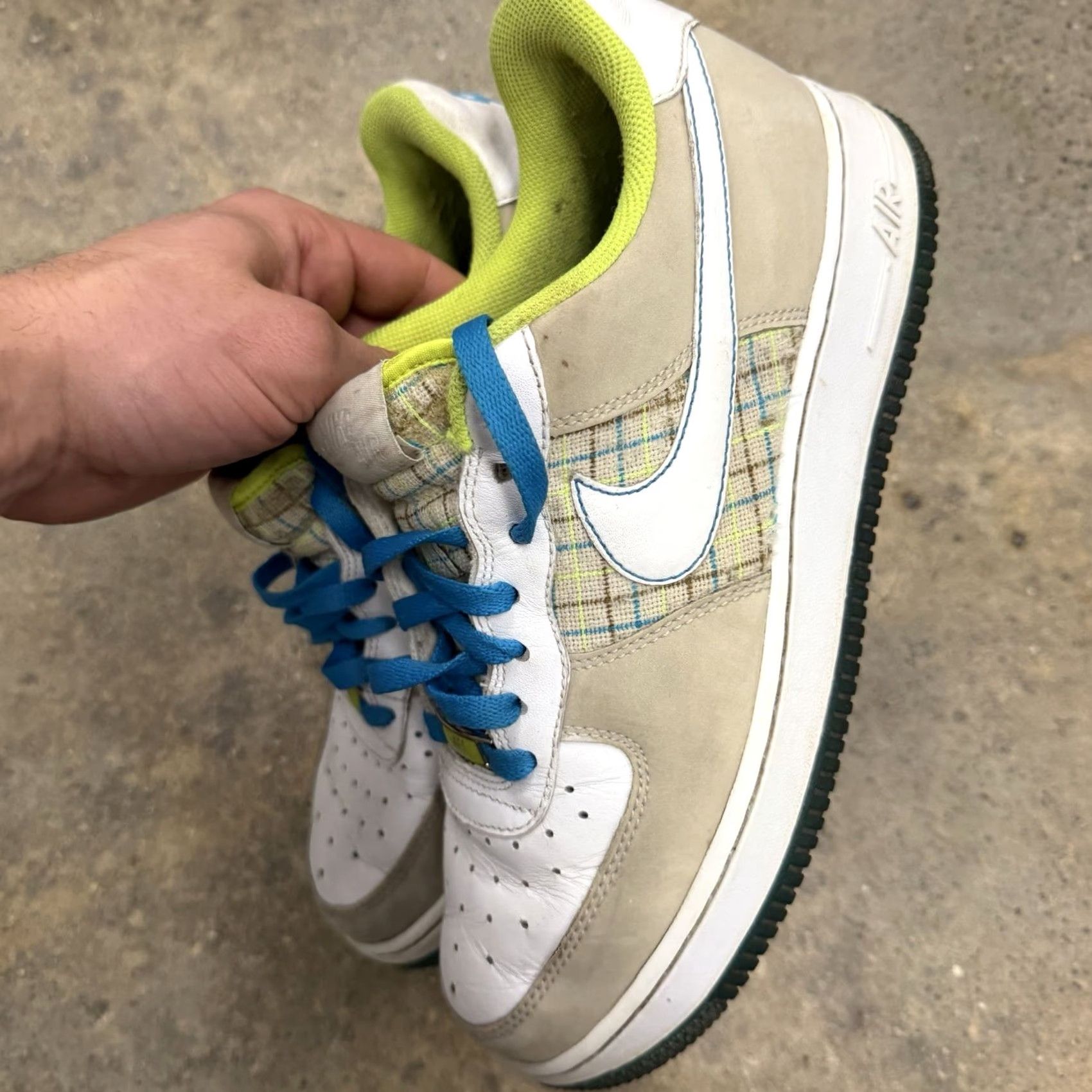 Nike VINTAGE Nike Air Force 1 Low '07 Net Plaid Volt Blue 2007 Wmns Size 9 AF1 315115-114 Sneakers Women Size US 7 / IT 37 - 6 Thumbnail