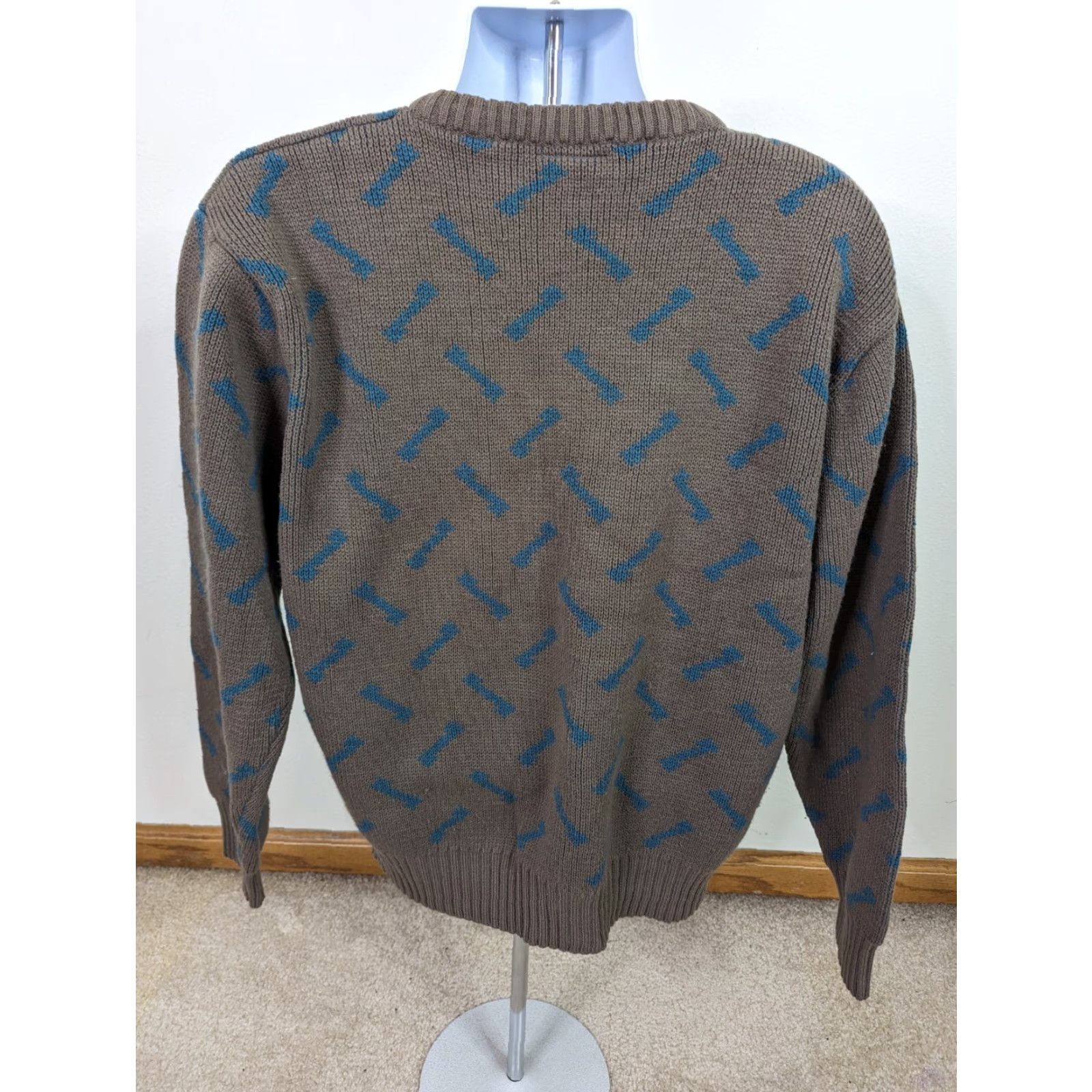 Vintage VINTAGE 80s Mens Brown Geometric Crewneck Sweater XL C1M Crew Neck Pullover Acrylic Solid Square Pit to Pit 23 Length 25 Size US XL / EU 56 / 4 - 3 Thumbnail