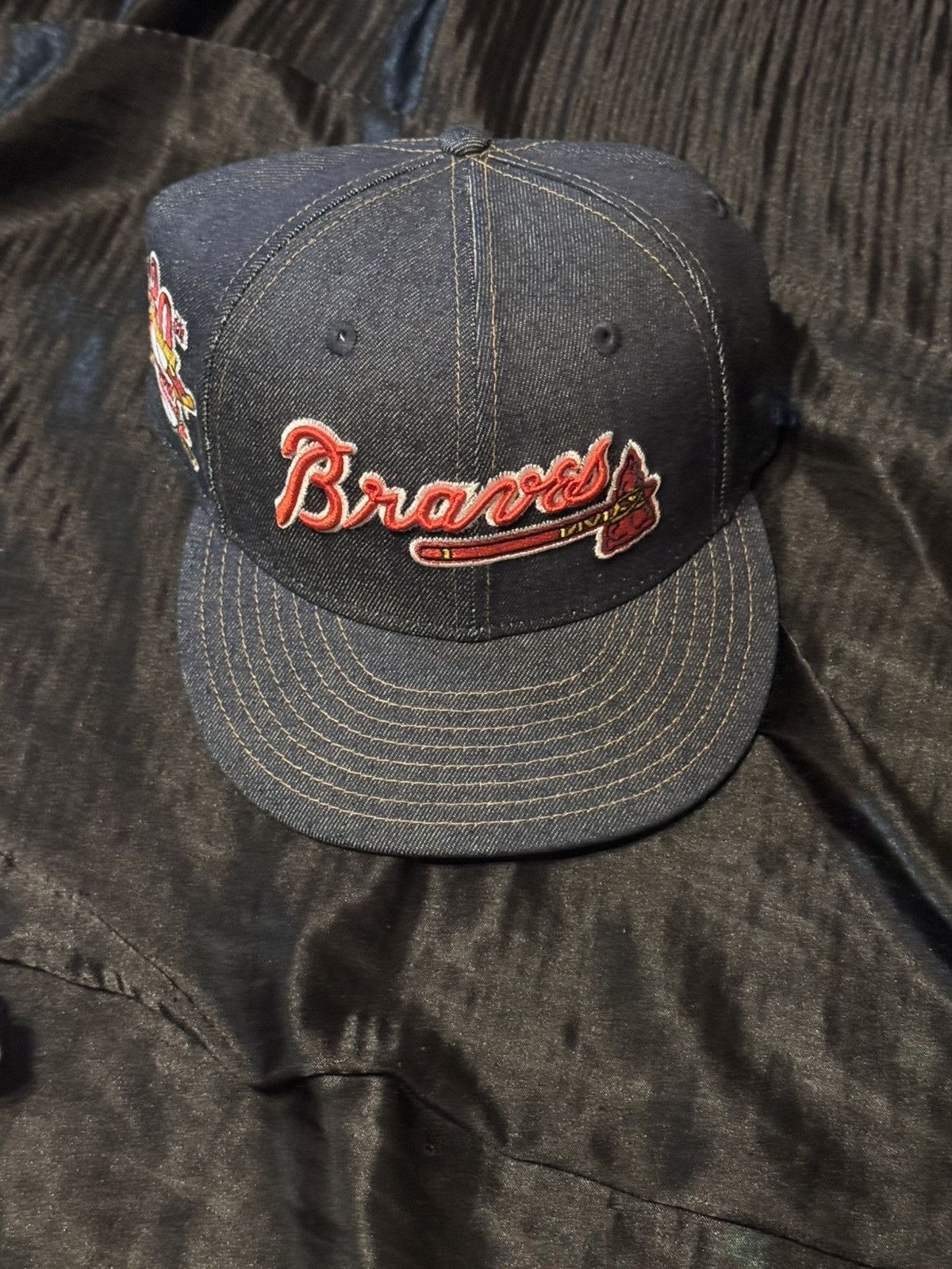 New Era Atlanta Braves Denim Fitted Hat Size 30 - 1 Thumbnail