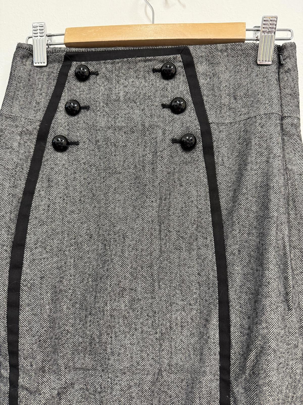Other Karen Millen Grey Herringbone Pencil Skirt with Black Trim Size 30" / US 8 / IT 44 - 3 Thumbnail