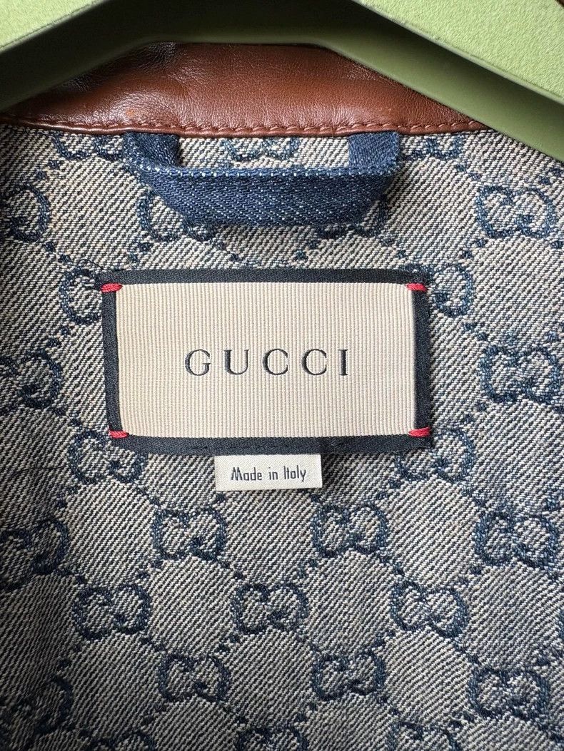Gucci Gucci Old-fashioned full-print denim patchwork leather col Size L / US 10 / IT 46 - 6 Thumbnail