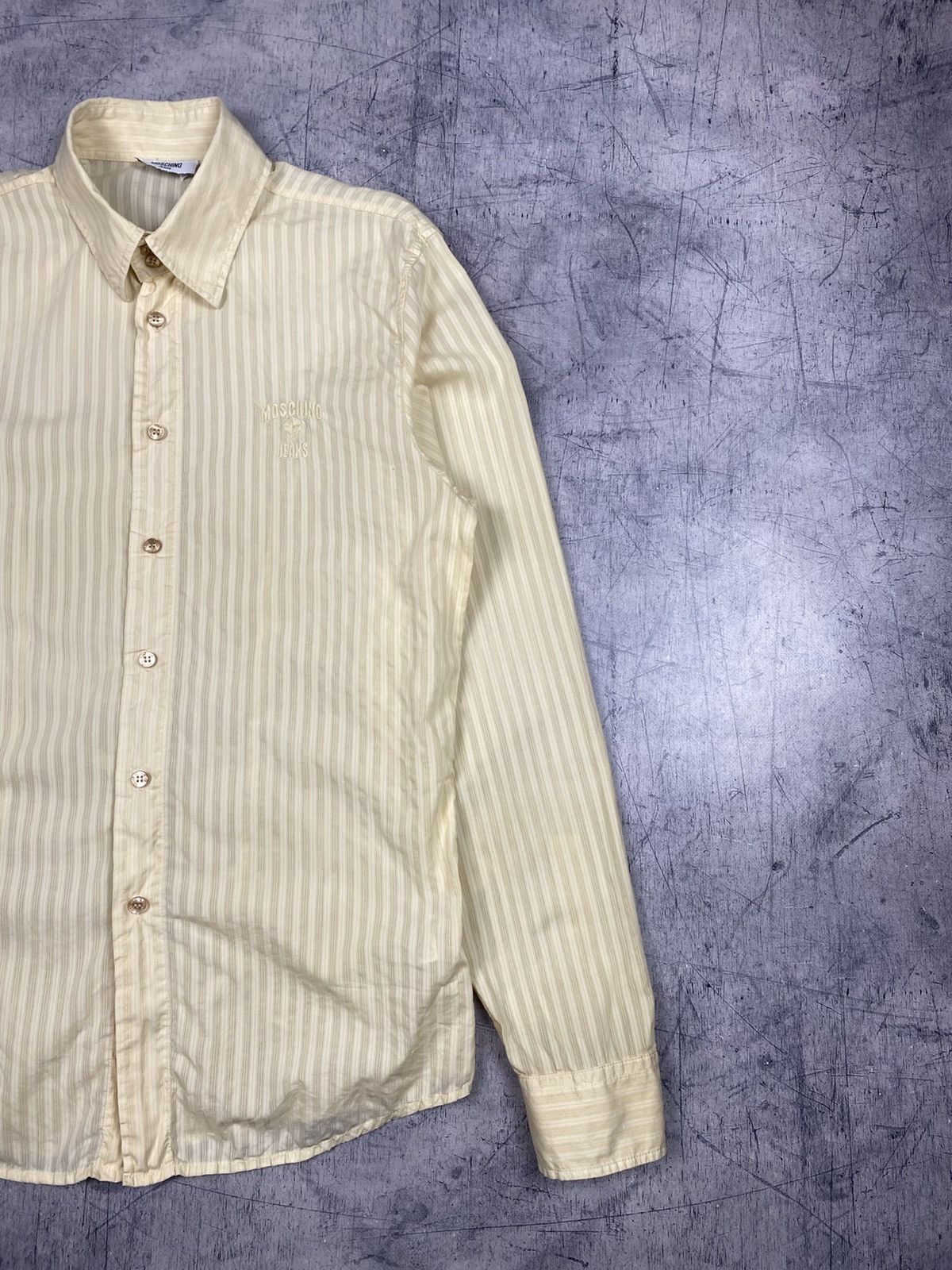 Moschino Moschino Jeans Striped Button Up Shirt Embroidered Logo Size US L / EU 52-54 / 3 - 4 Thumbnail