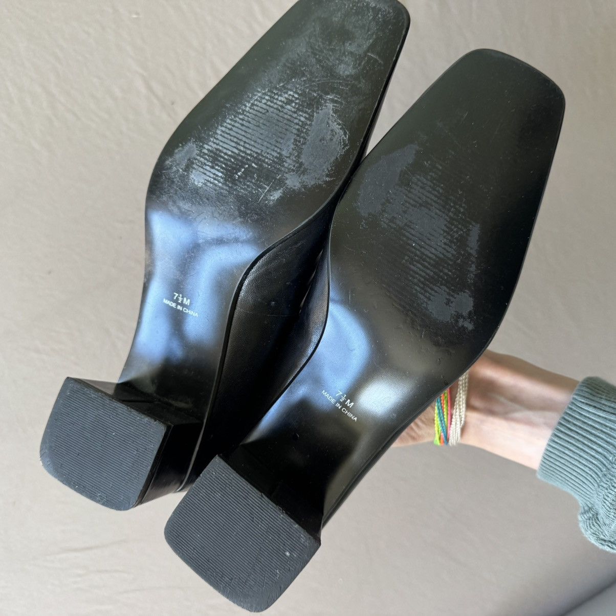 Nine West Vintage Nine West MAURGAN Black leather square toe pumps Size US 7.5 / IT 37.5 - 6 Thumbnail