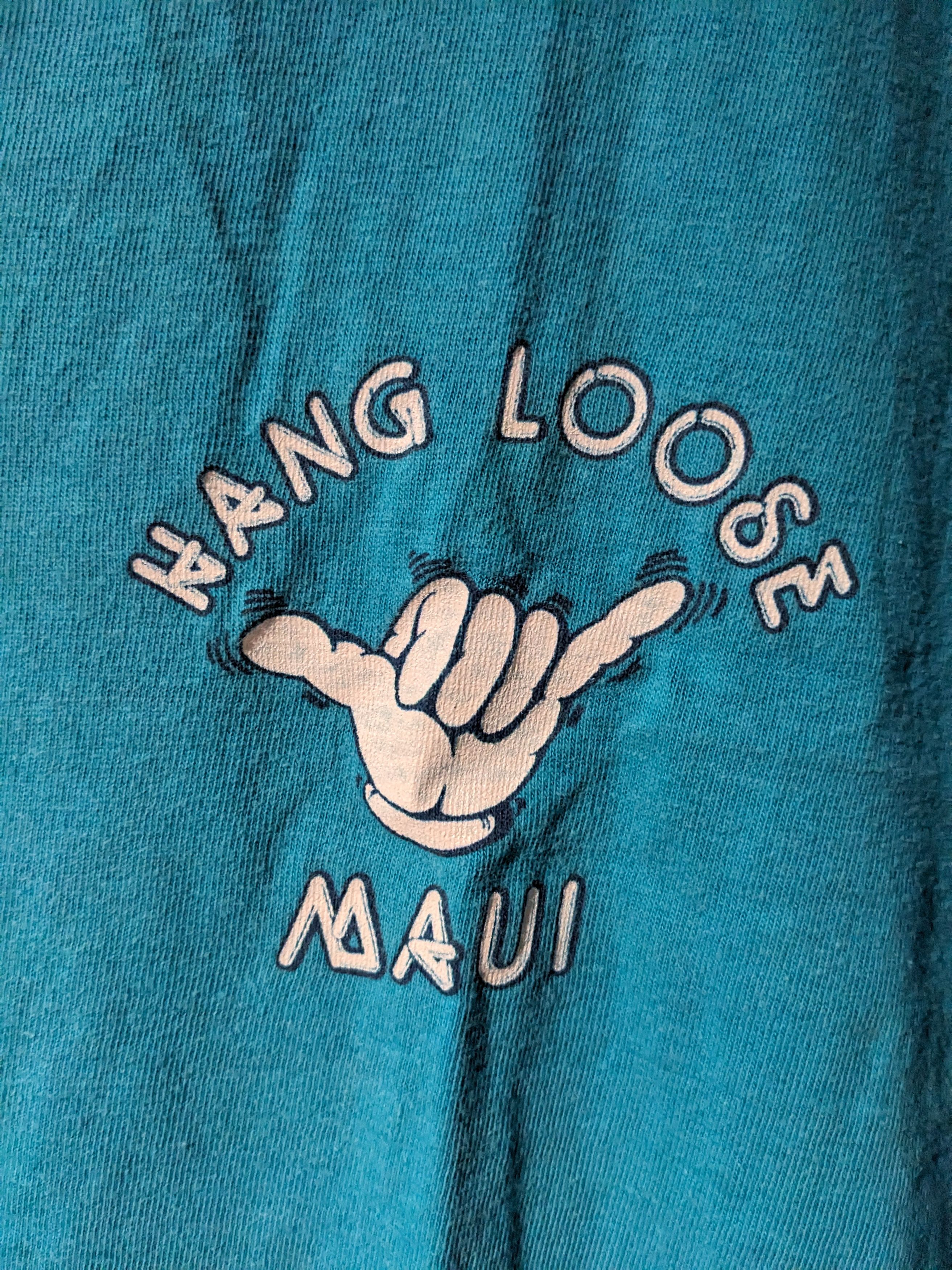 Designer × Vintage Vintage 90s Hang Loose Hawaii Maui Blue X-Large T-Shirt Size US XL / EU 56 / 4 - 6 Thumbnail