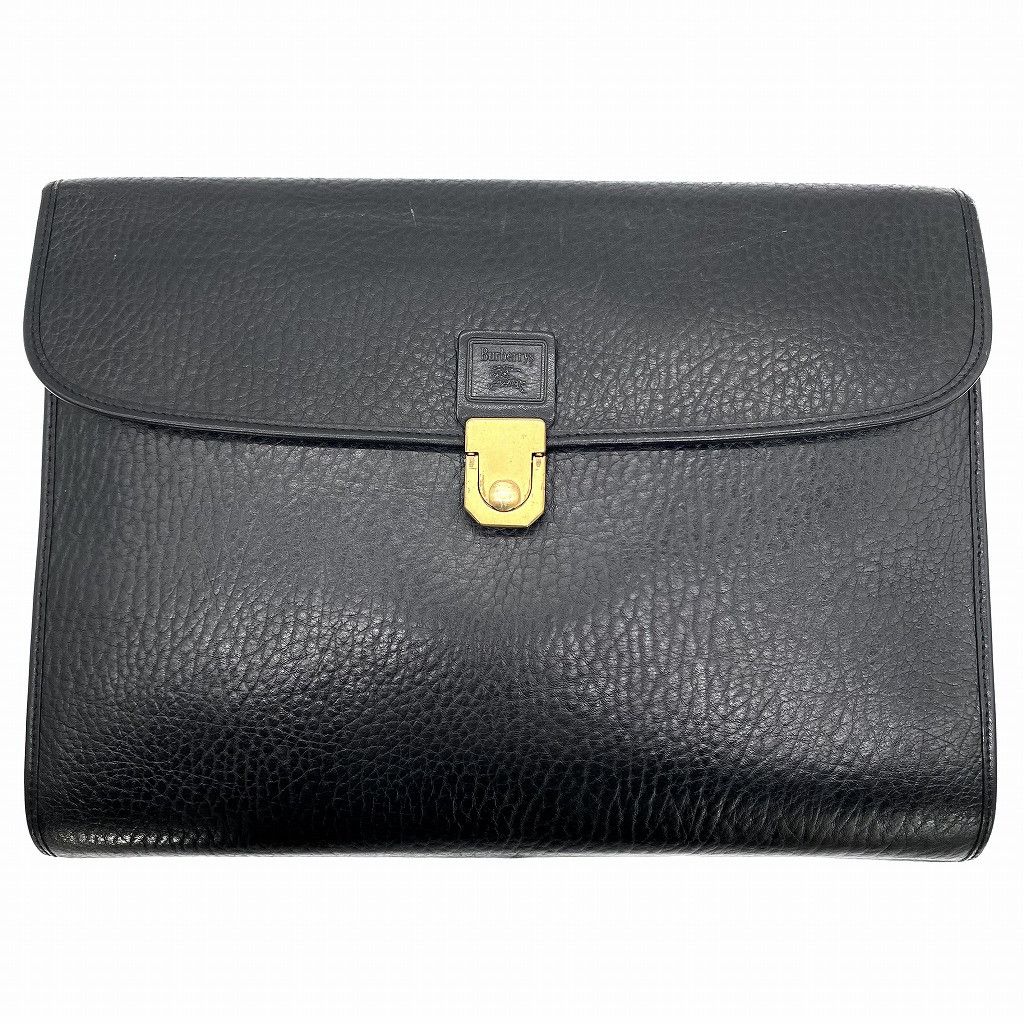 image of Vintage Burberrys Leather Buiness Bag Black, Men's