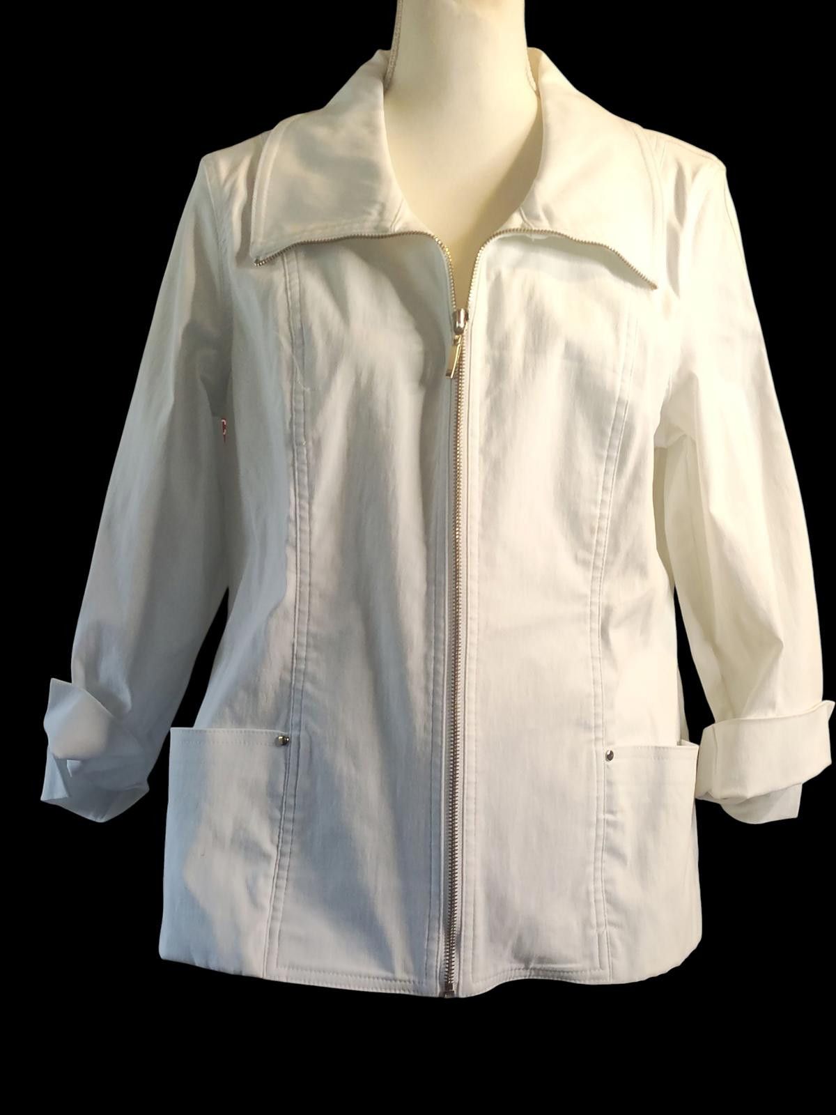 Other JM Collection White Women's Utility Jacket wFull Zip/Pockets Size L / US 10 / IT 46 - 3 Thumbnail