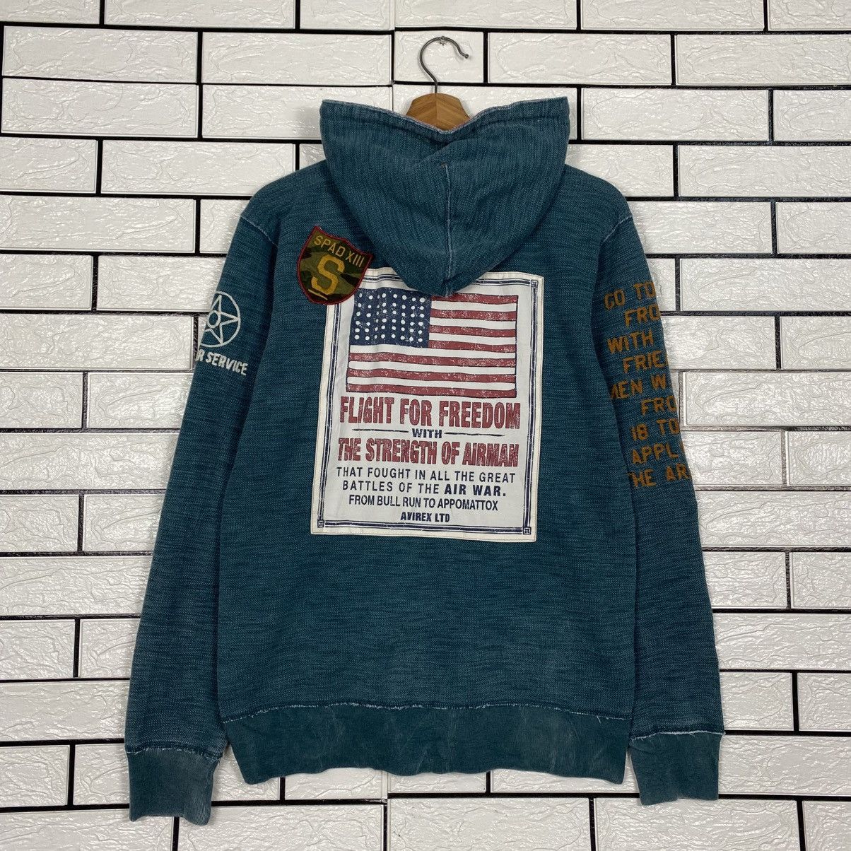 Avirex 📌Vintage Bomber Zipper Hoodie Jacket Avirex Over Print Size US L / EU 52-54 / 3 - 9 Thumbnail
