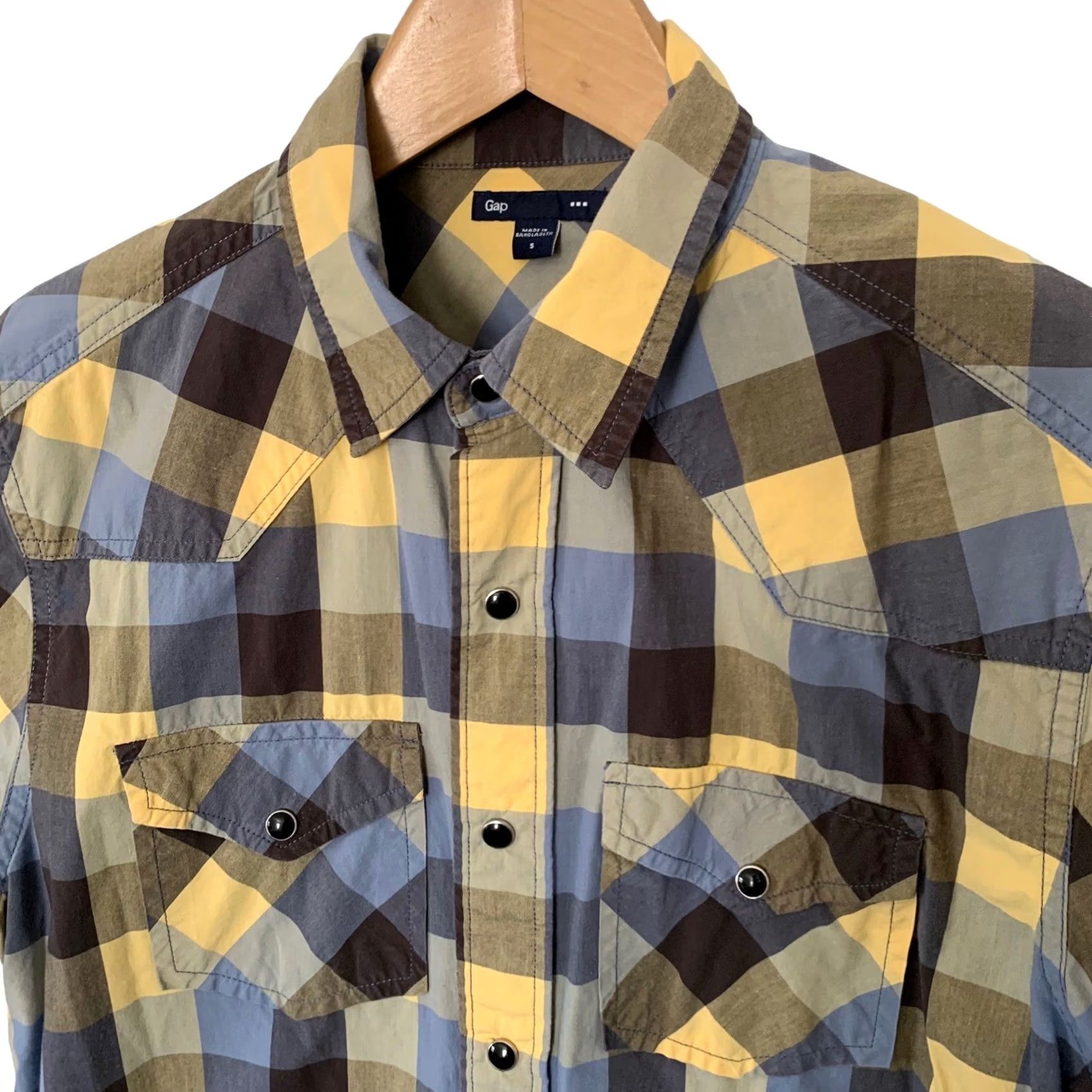 Gap Gap Pearl Snap Shirt Mens S Short Sleeve Plaid Western Buffalo Check Button-Up Cotton Size US S / EU 44-46 / 1 - 2 Thumbnail