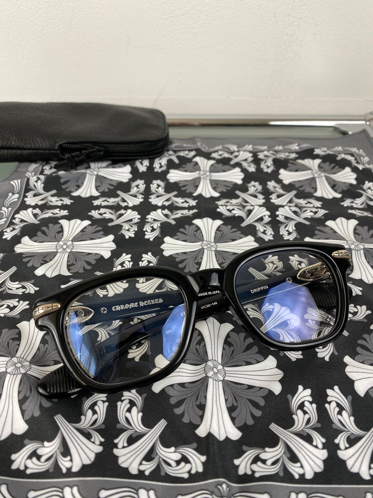 Pre-owned Chrome Hearts Drippin Glasses In Black