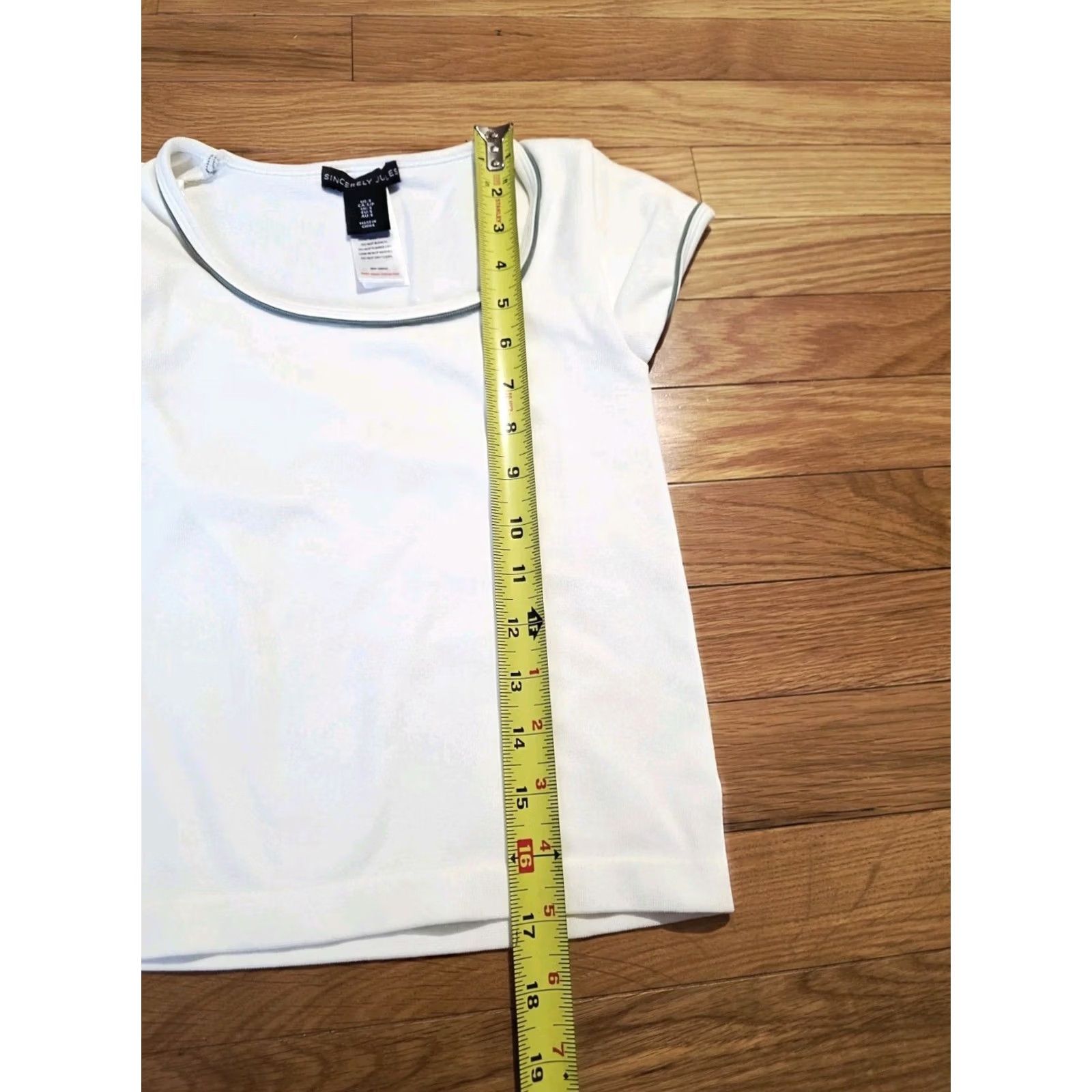 Vintage Sincerely Jules Shirt White Small Stretch Square Neck Short Sleeve Top Womens Casual/Cocktail, Regular Fit, Cropped, T-Shirt Size S / US 4 / IT 40 - 5 Thumbnail