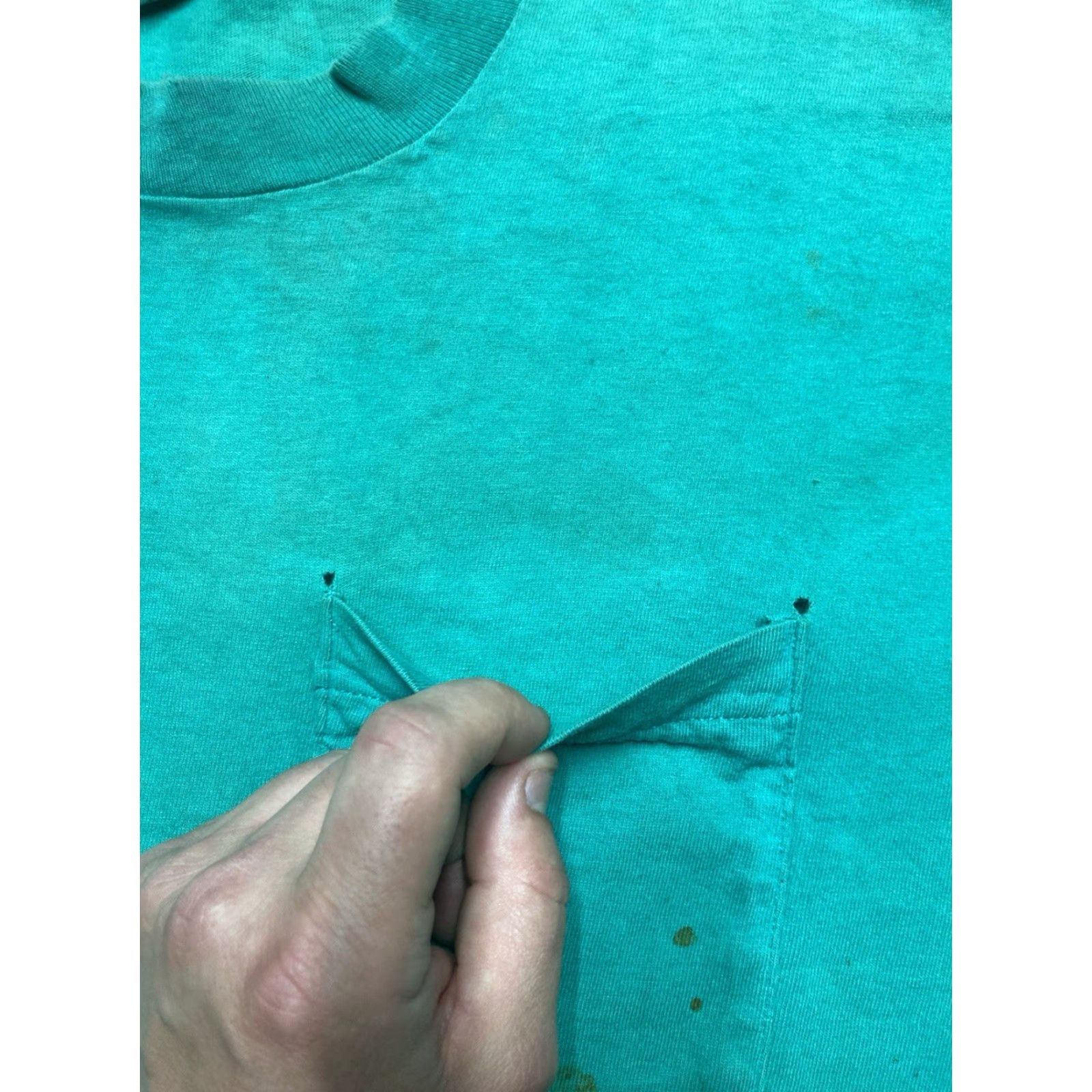 AQUA VINTAGE Trend Basics T-Shirt Mens Pocket Grunge 90s Large Teal Blue Size L Size US L / EU 52-54 / 3 - 6 Thumbnail