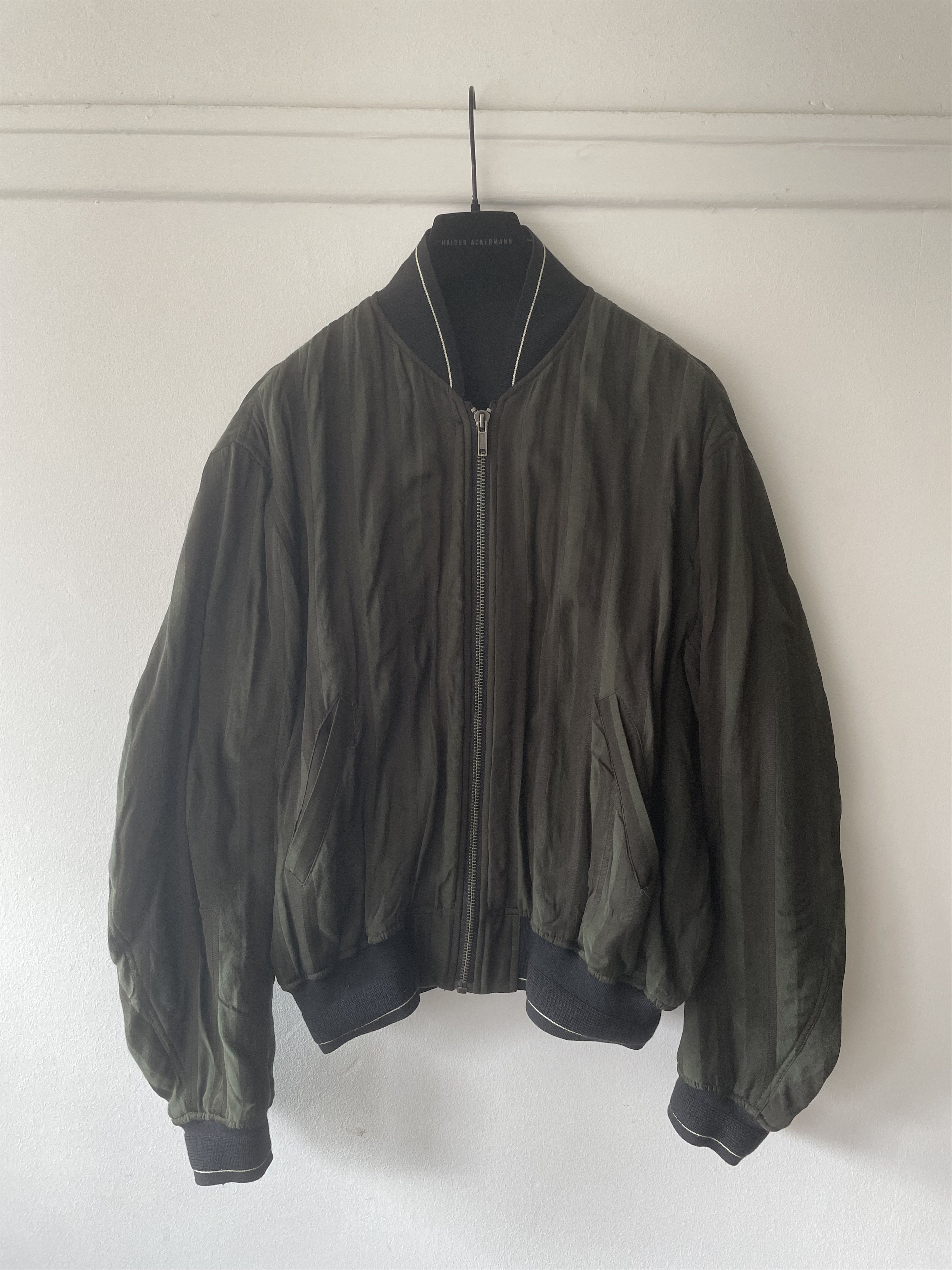 Haider Ackermann SS18 Green Striped Viscose Bomber | Grailed