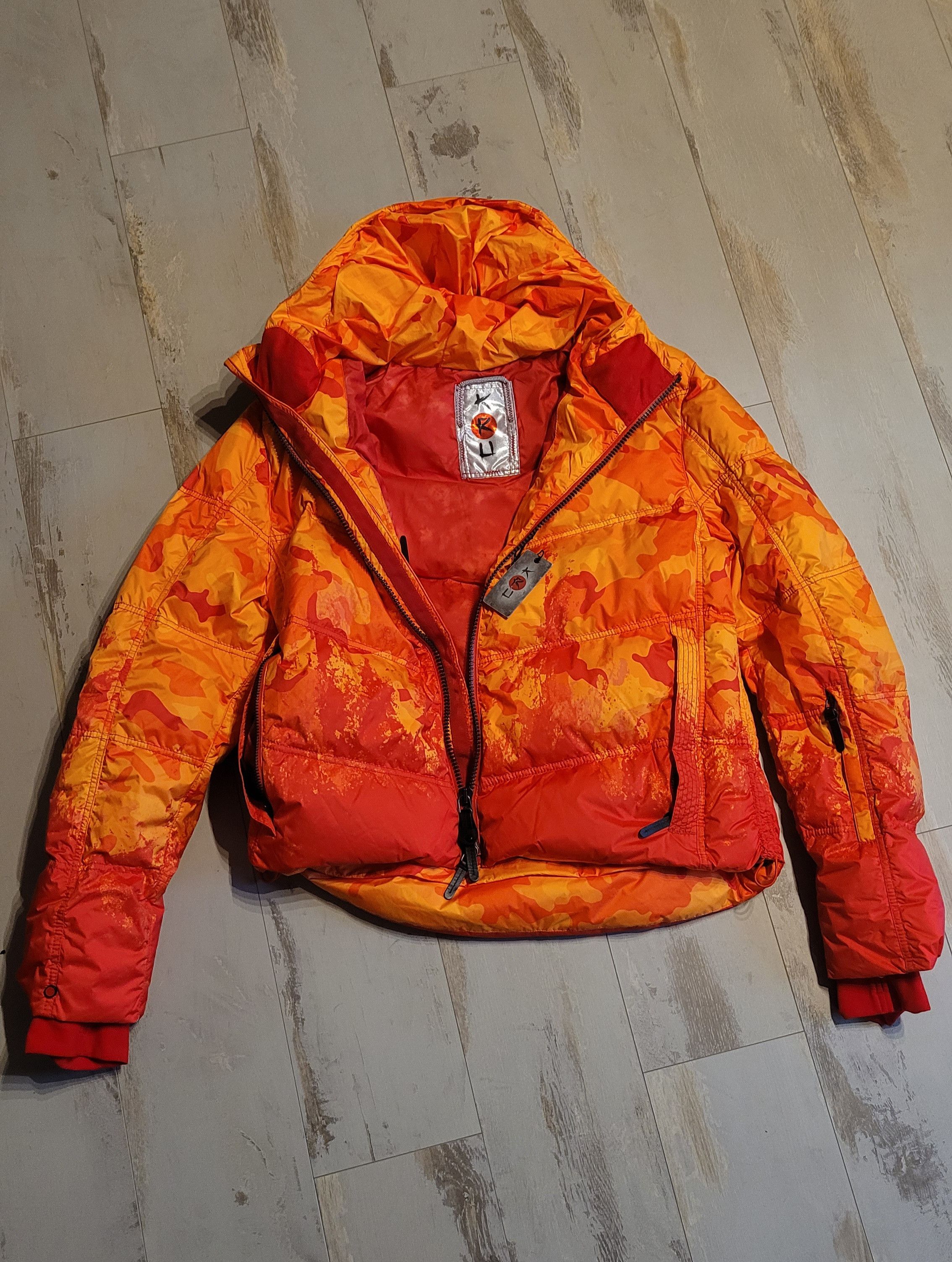KRU V Power Orange Camo fade puffer jacket