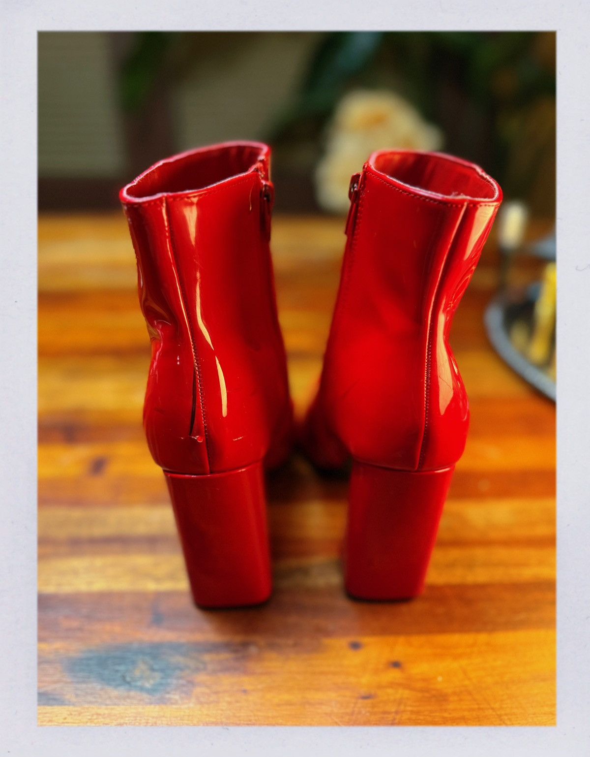 United Bamboo BAMBOO Red Patent Leather Ankle Boots Size US 8.5 / IT 38.5 - 2 Thumbnail