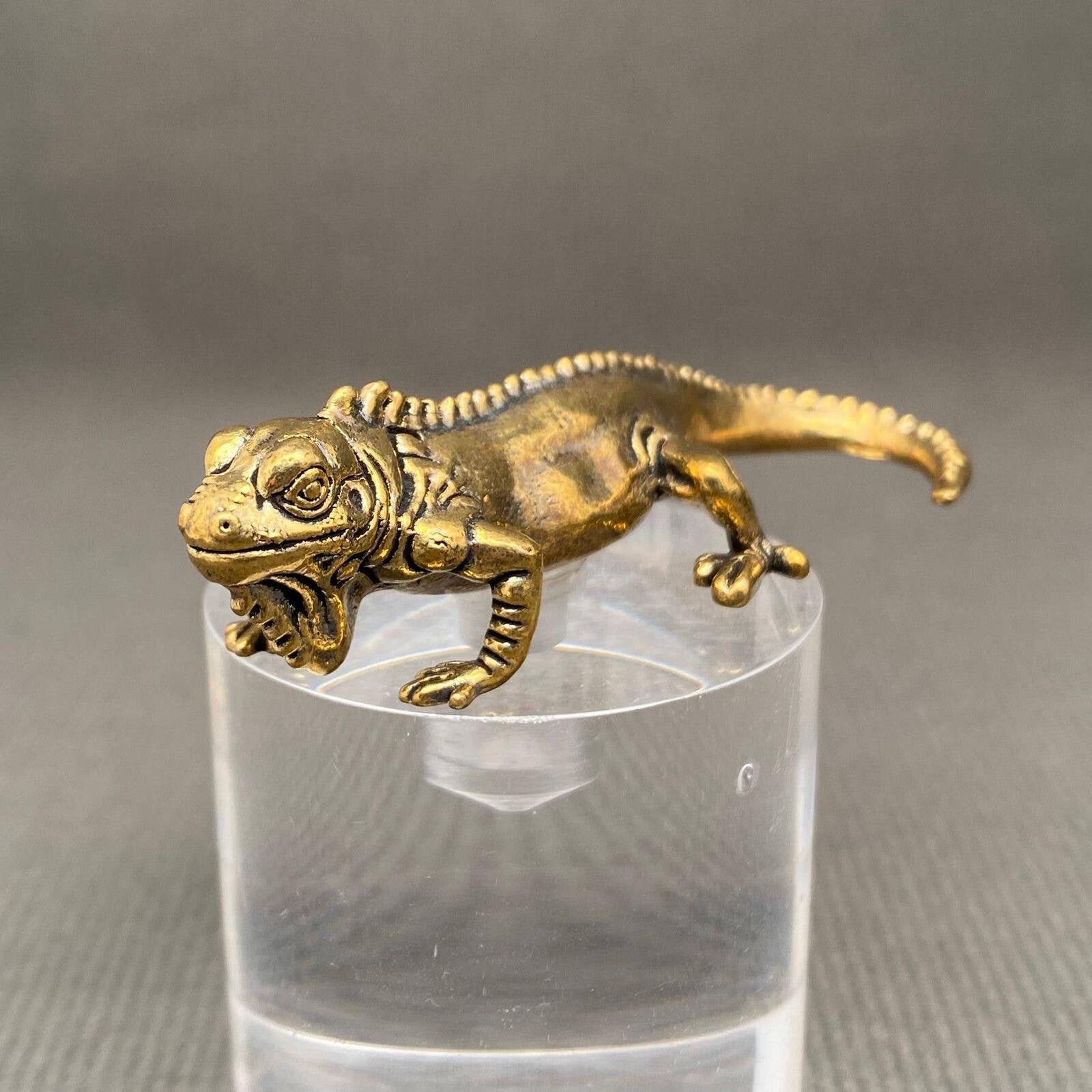 The Unbranded Brand Brass Iguana Lizard Figurine Miniature Size ONE SIZE - 2 Thumbnail