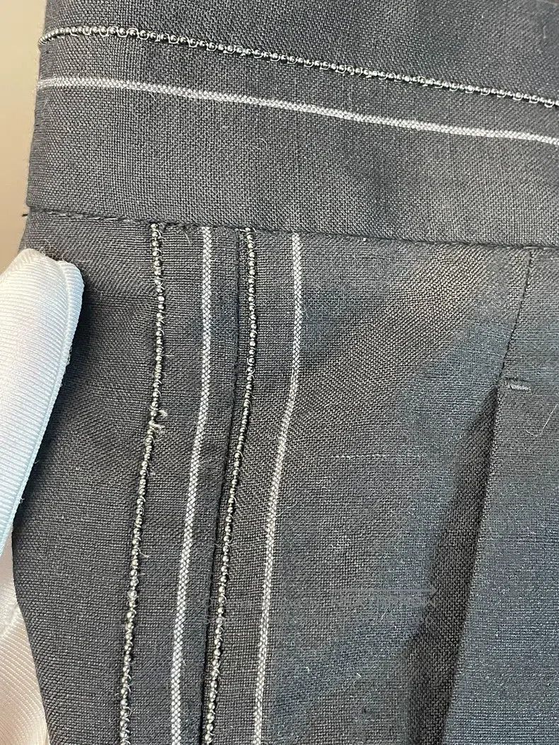 Brunello Cucinelli Brunello Cucinelli Black Beaded New Wool Trousers Size 25" / US 0 / IT 36 - 6 Thumbnail