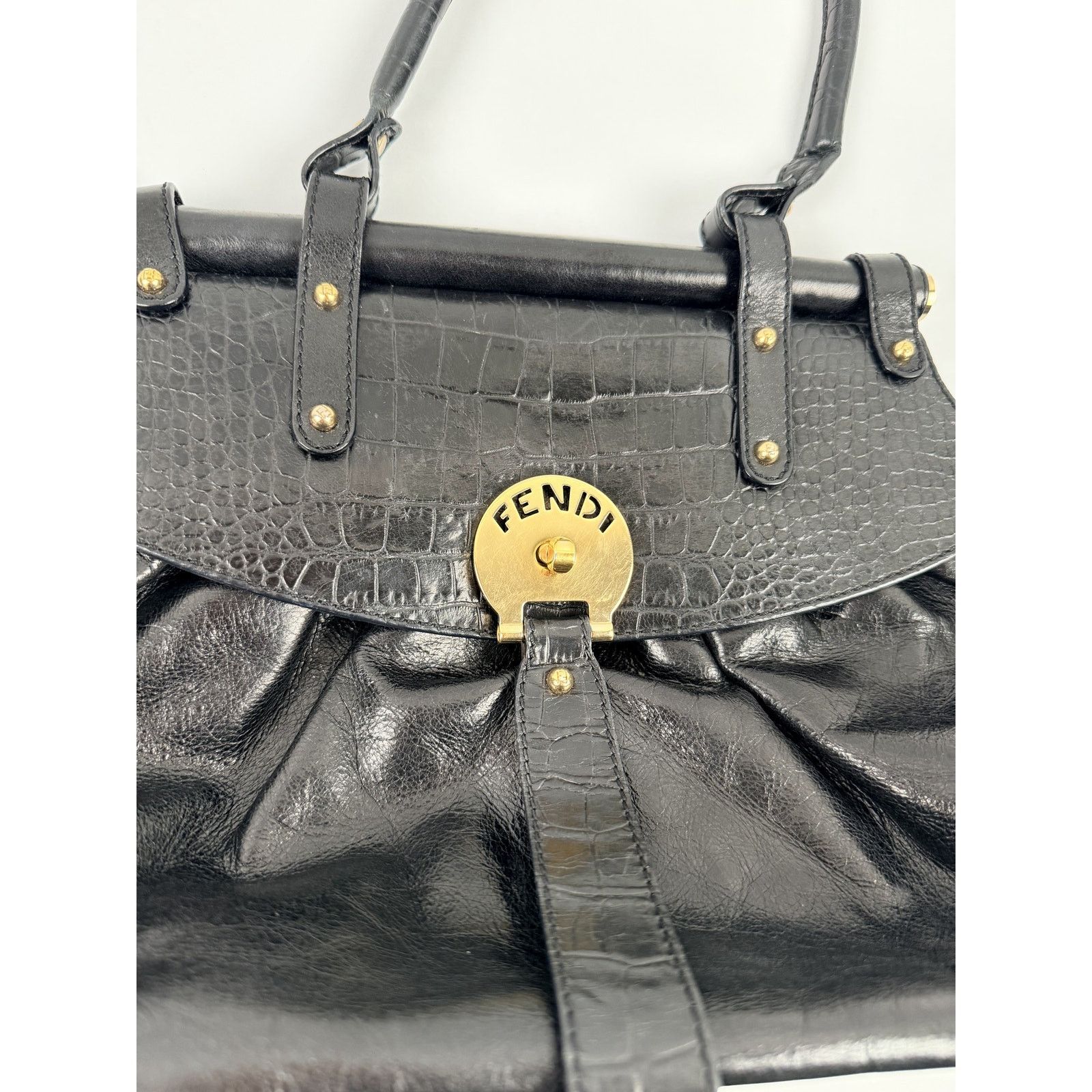 Fendi Fendi Crocodile-Trimmed Magic Bag Black Size ONE SIZE - 5 Thumbnail