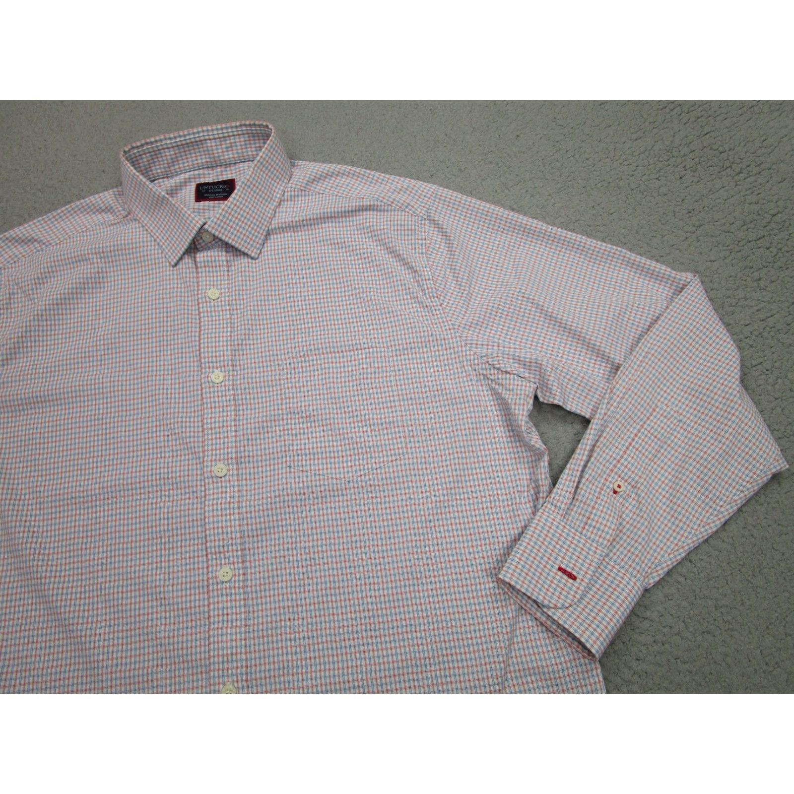UNTUCKit UNTUCKit Shirt Mens XL White Red Blue Check Long Sleeve Stretch Button Front Size US XL / EU 56 / 4 - 2 Thumbnail