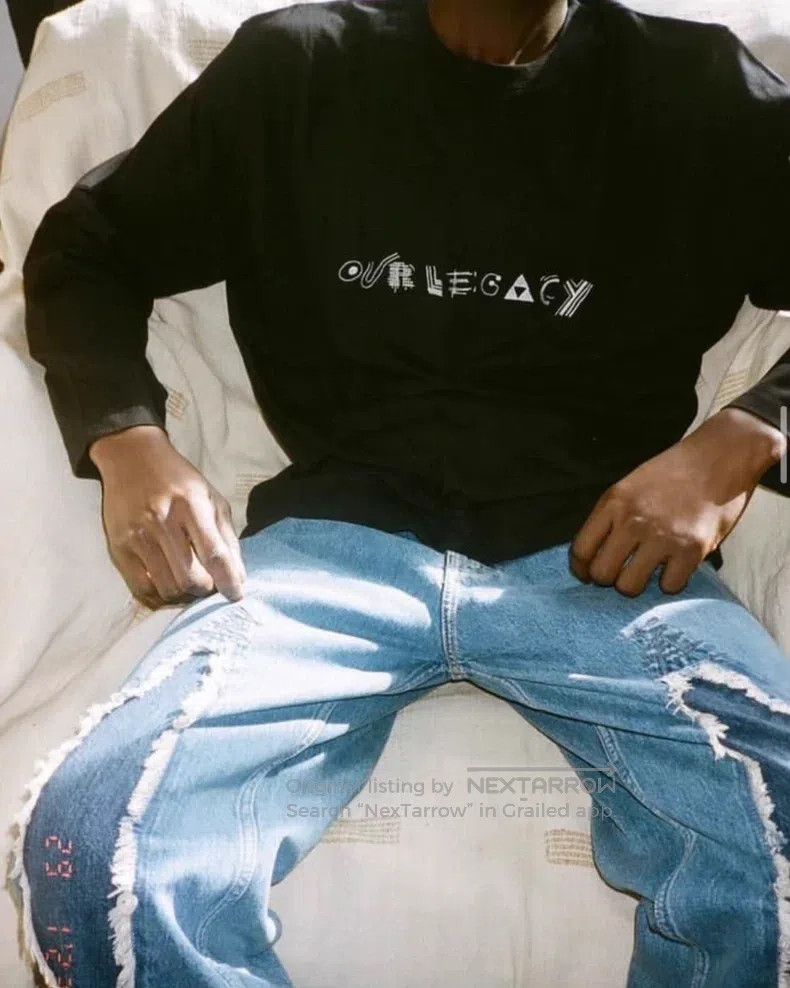 Our Legacy Our Legacy Washed Blue Destroyed Lace Straight Jeans Size US 31 - 8 Thumbnail
