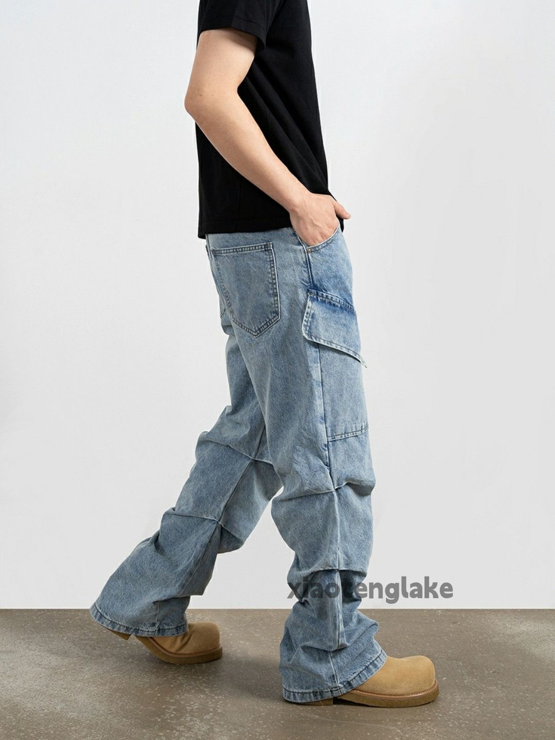 Jean × Vintage utility pleated skate hiphop punk pleated flared jeans Size US 28 / EU 44 - 10 Thumbnail