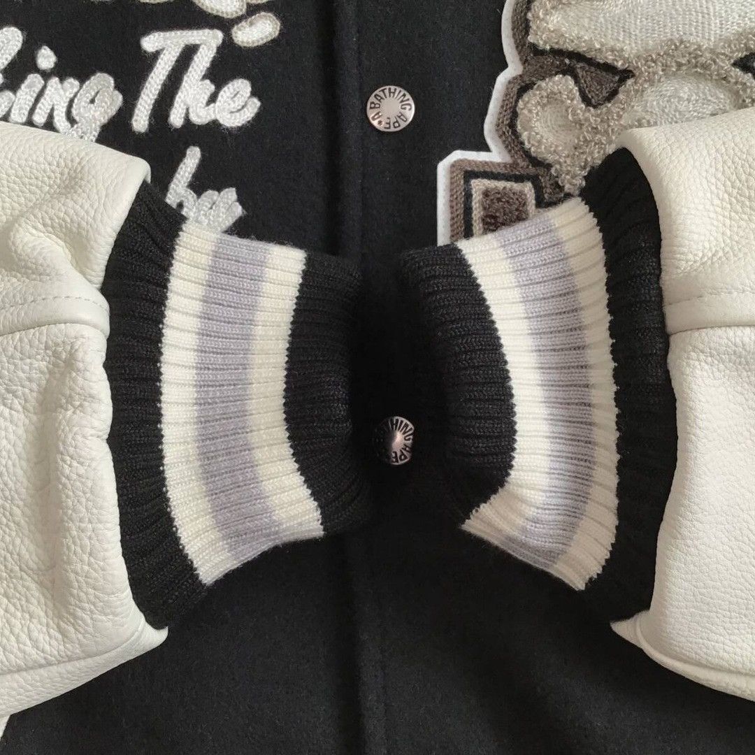 Bape BAPE LOGO Leather Sleeve Varsity Jacket a bathing ape Size US S / EU 44-46 / 1 - 7 Thumbnail