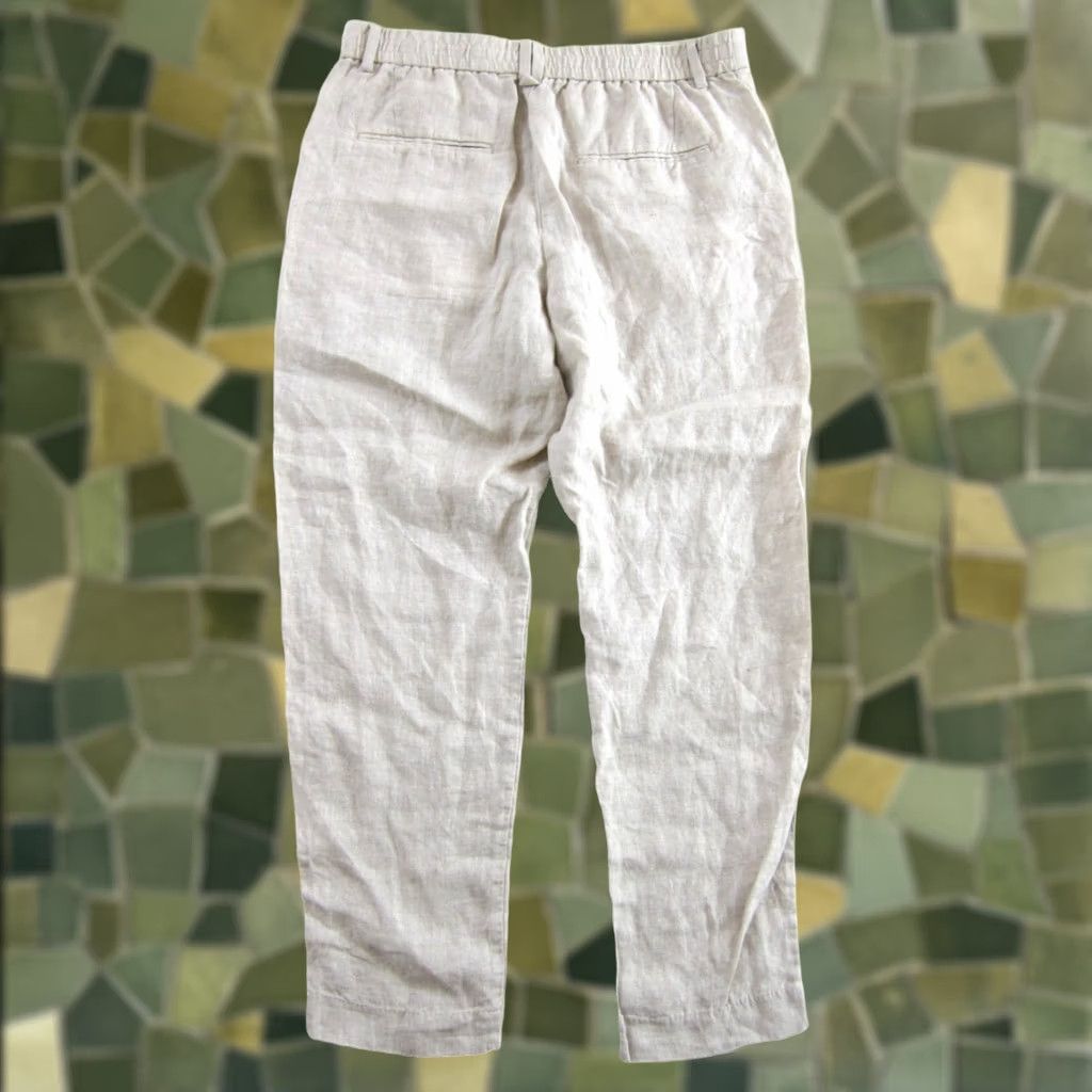 Zara ZARA Brown Beige 100% Linen Pocket High Rise Tapered Chino Pant Women M Size 32" / US 10 / IT 46 - 1 Thumbnail