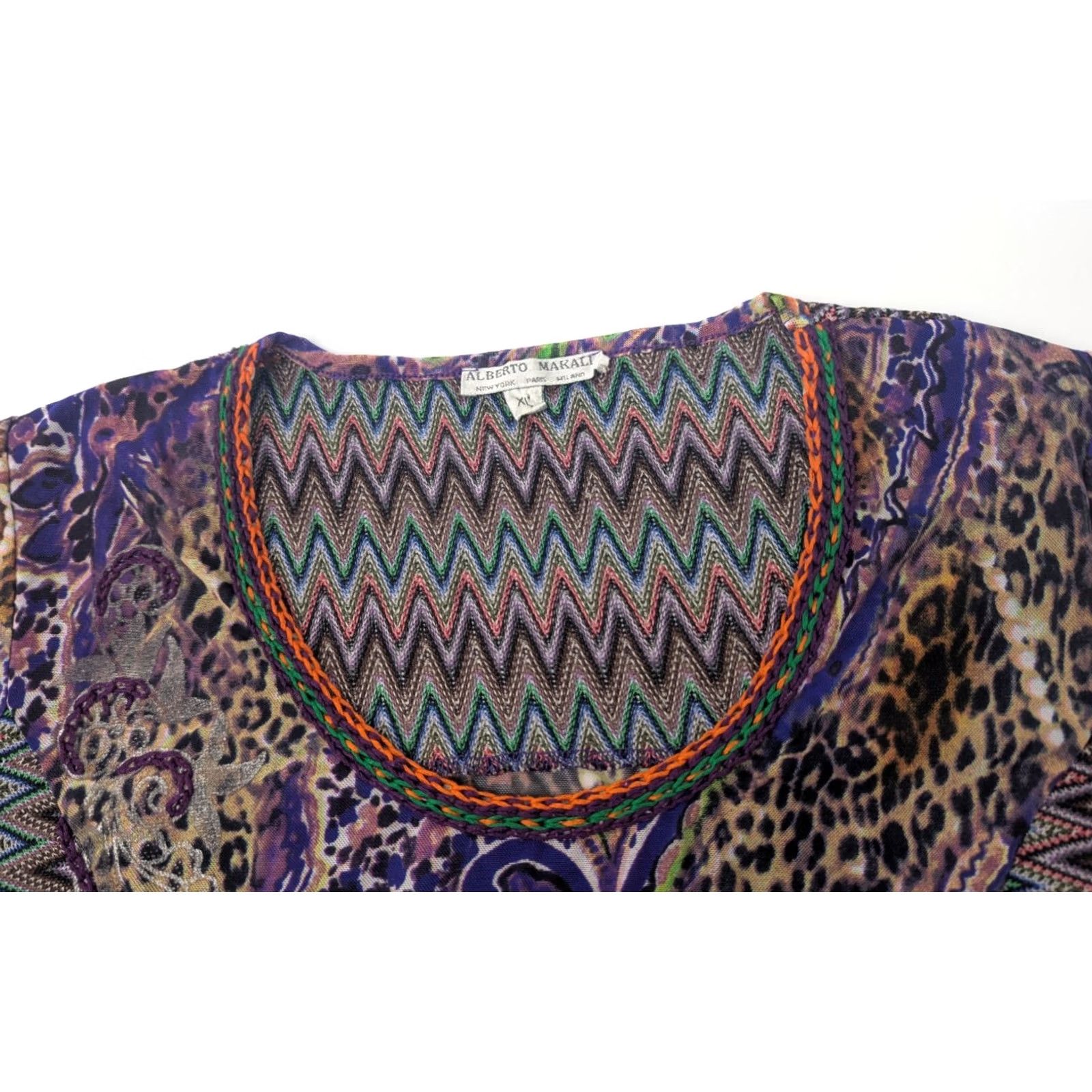 Vintage Alberto Makali Shirt Womens XL Purple Floral Psychedelic Top Boho Blouse Size XL / US 12-14 / IT 48-50 - 7 Thumbnail