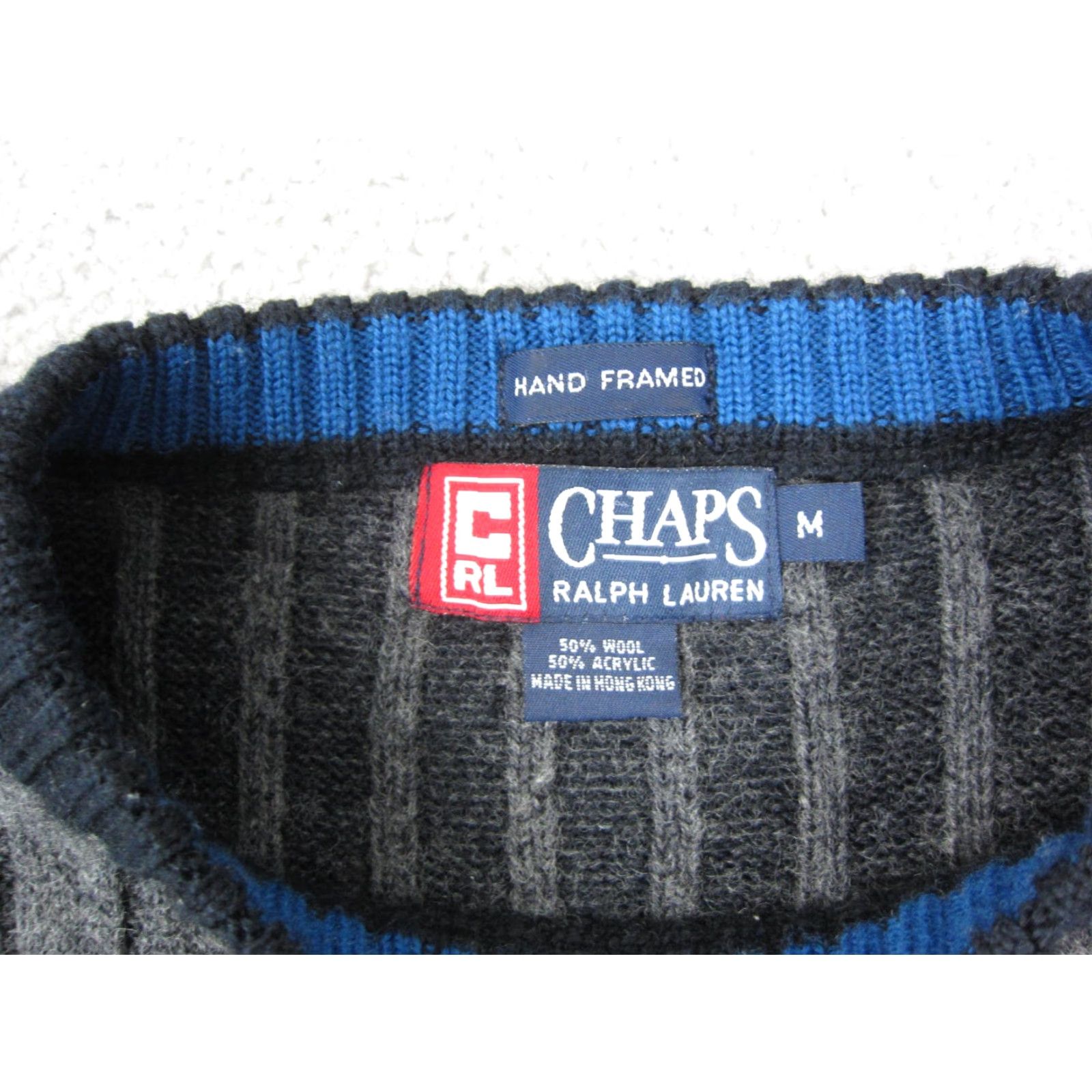Chaps VINTAGE Ralph Lauren Chaps Sweater Mens Adult M Black Stripe Wool Knit Pullover Crew Neck Long Sleeve Casual 90s USA Fall Winter Size US M / EU 48-50 / 2 - 3 Thumbnail