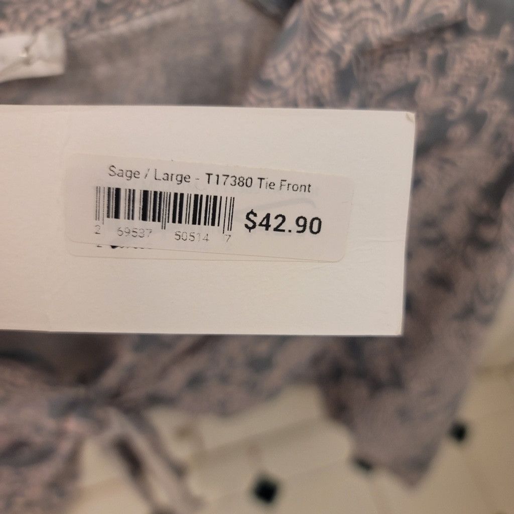 Other NWT Lush Sage & Pink Paisley Tie Front Crop Top Size Large Size L / US 10 / IT 46 - 4 Thumbnail