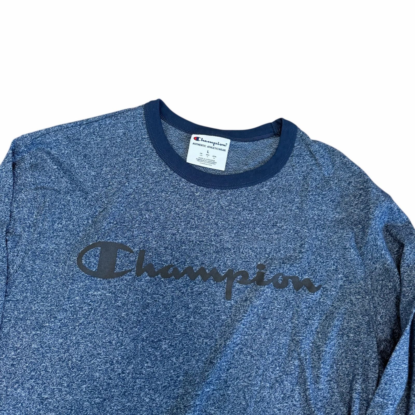 Champion Champion Navy Blue Long Sleeve Shirt Sz L Size US L / EU 52-54 / 3 - 2 Thumbnail