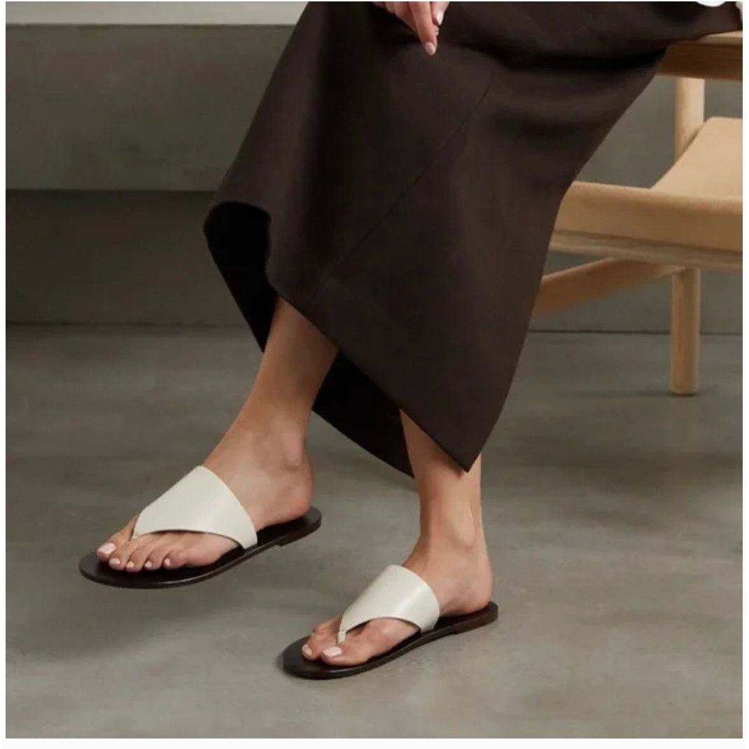 image of The Row Avery Thong Sandal In Milk Cream 41, Women's (Size 11)