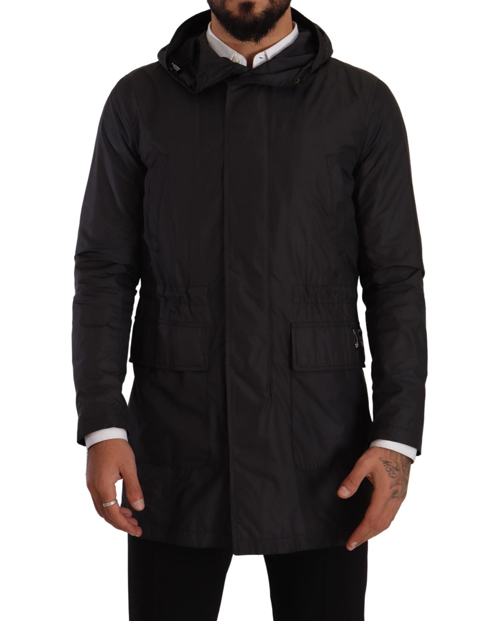 image of Dolce Gabbana Stylish Hooded Parka Jacket in Black, Men's (Size XS)