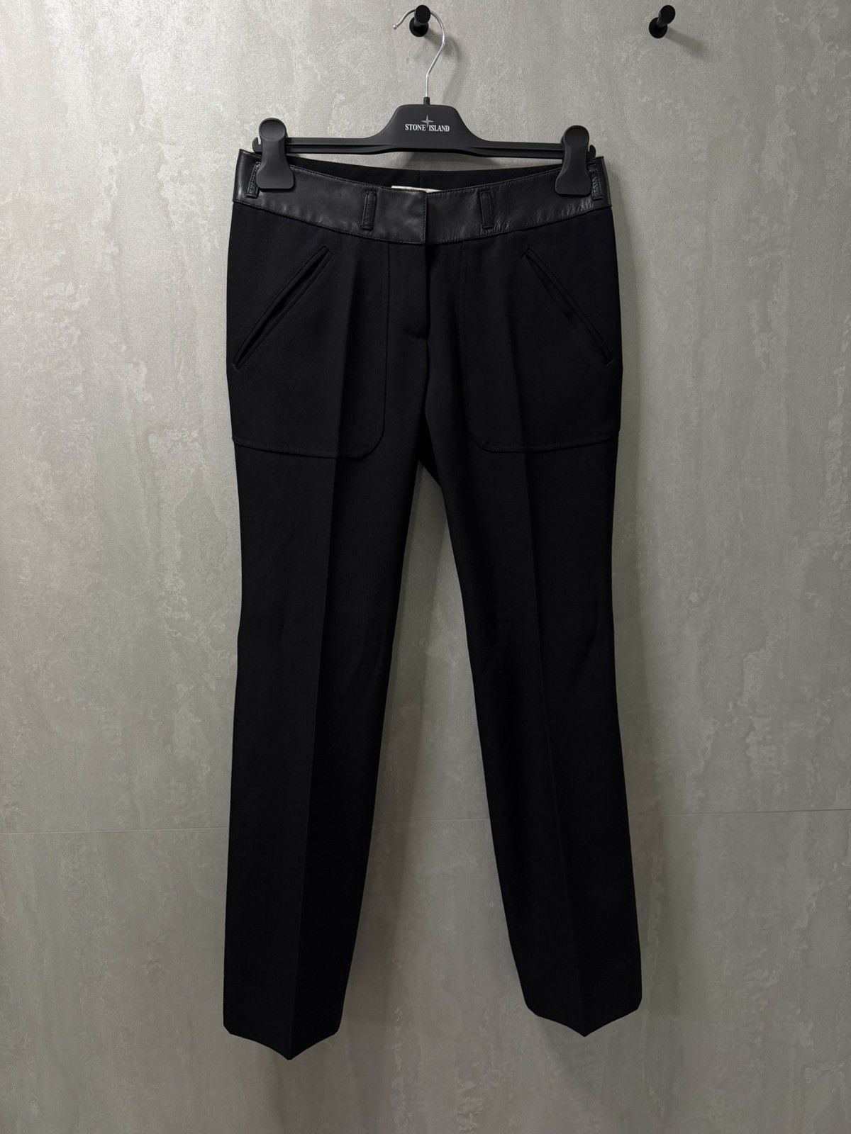 Prada Prada Women’s Wool & Leather Straight Pants size 38 black Size 26" / US 2 / IT 38 - 1 Thumbnail