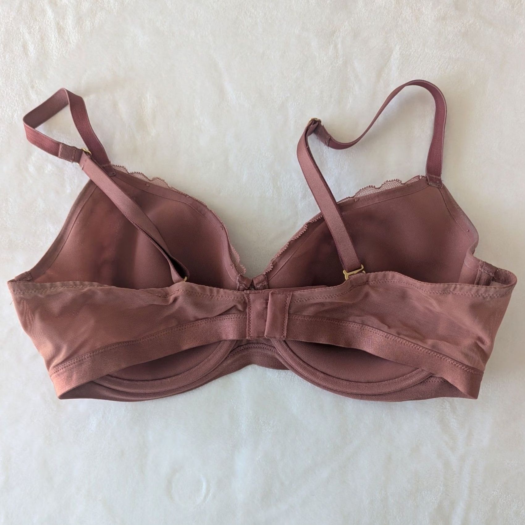 Vintage Soma Lightly Lined Perfect Coverage Bra 36D Mauve Lace Underwire Full Coverage Bra Mens Womens Size ONE SIZE - 4 Thumbnail