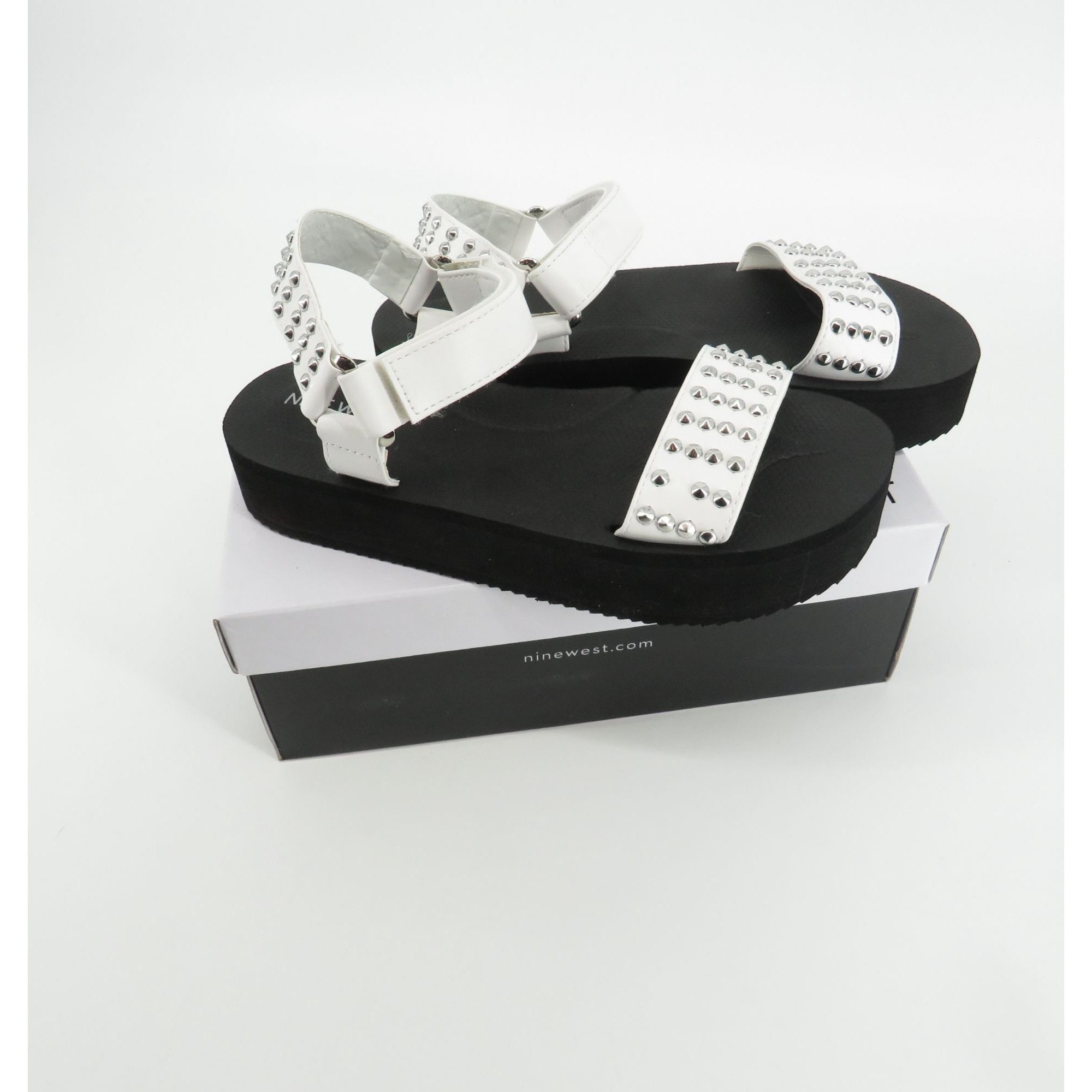 Nine West Nine West Women's Studded White Platform Sandals Adjustable Size US 9 / IT 39 - 1 Thumbnail