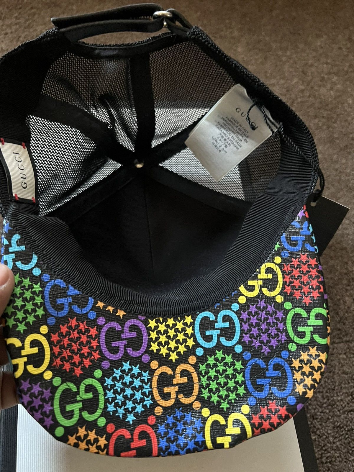 Gucci Gucci Men's Psychedelic GG Logo Monogram Print Hat Size ONE SIZE - 3 Thumbnail