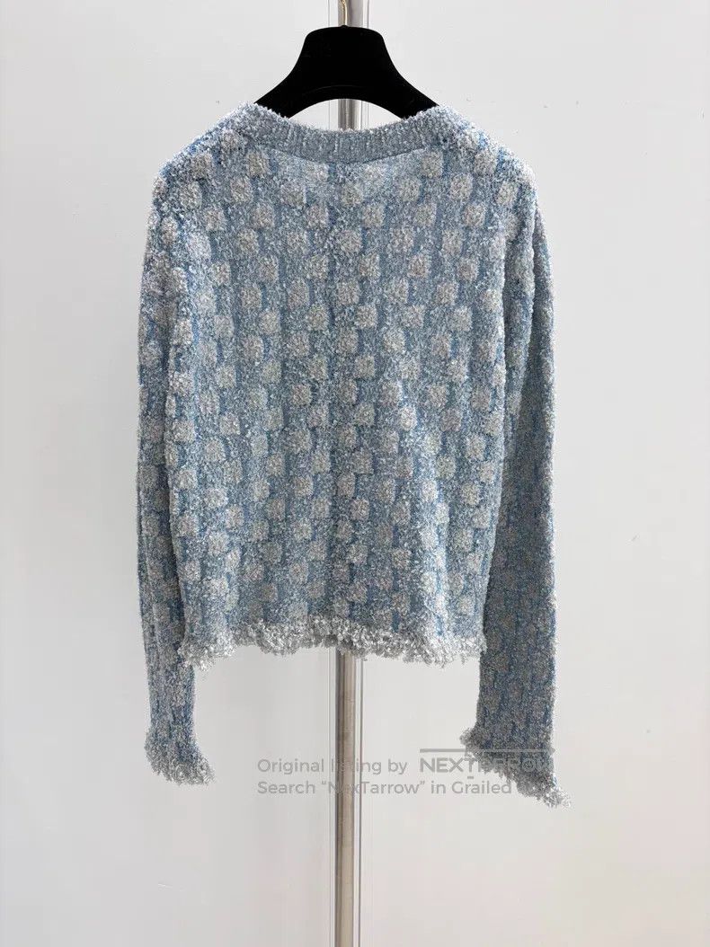 Chanel Chanel Thin glitter blue knitted cardigan coat Size M / US 6-8 / IT 42-44 - 2 Thumbnail