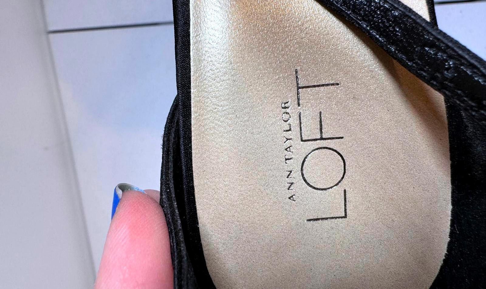 Designer Elegant Ann Taylor Loft Black Heels with Rhinestone Detail Size US 11 / IT 41 - 4 Thumbnail