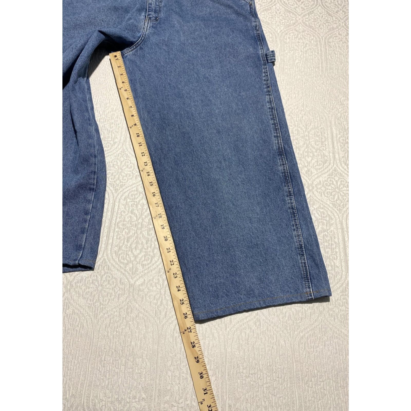 Vintage Steve and Barry's Carpenter Pants Mens 40x26 Blue Denim Workwear Utility Hemmed Size US 40 / EU 56 - 6 Thumbnail