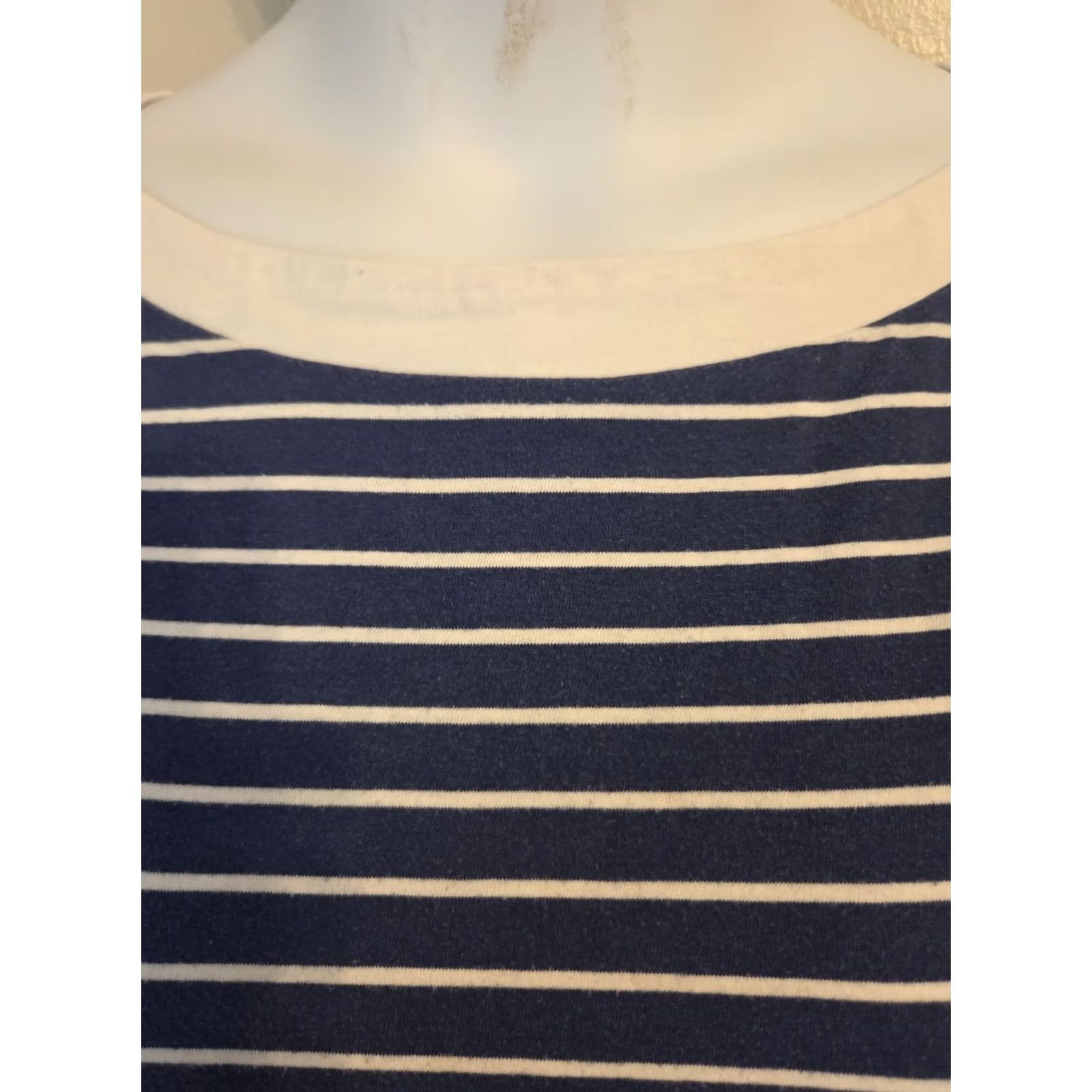 Vintage Chic Comfort Collection Shirt Blue Nautical Stripe Short Sleeve Casual Top 3X Size XXL / US 16-18 / IT 52-54 - 2 Thumbnail