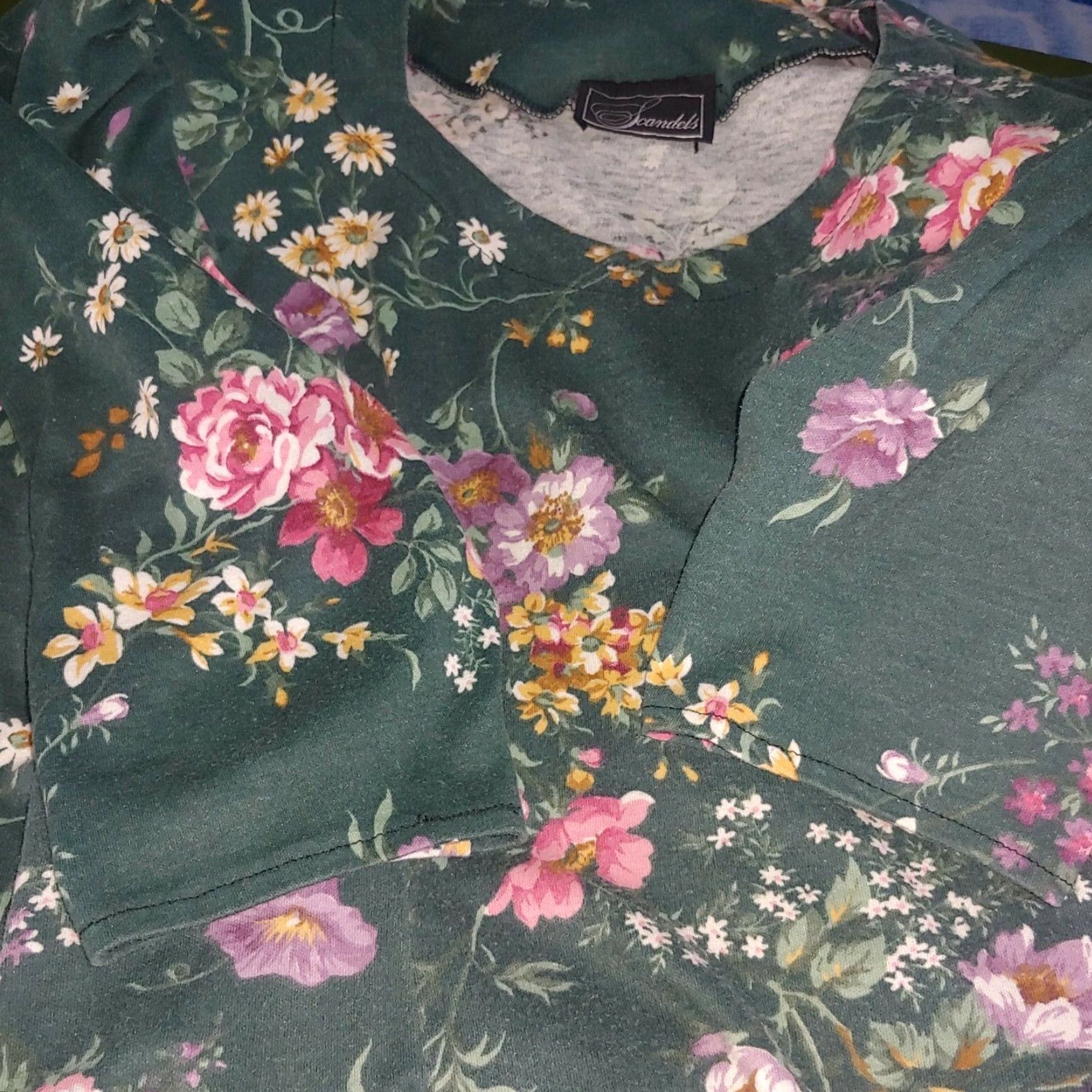 Vintage VINTAGE Scandels Dress Medium Green Floral Knit Drop Waist Casual/Party/Wedding 1980s 1990s Womens Size M / US 6-8 / IT 42-44 - 7 Thumbnail