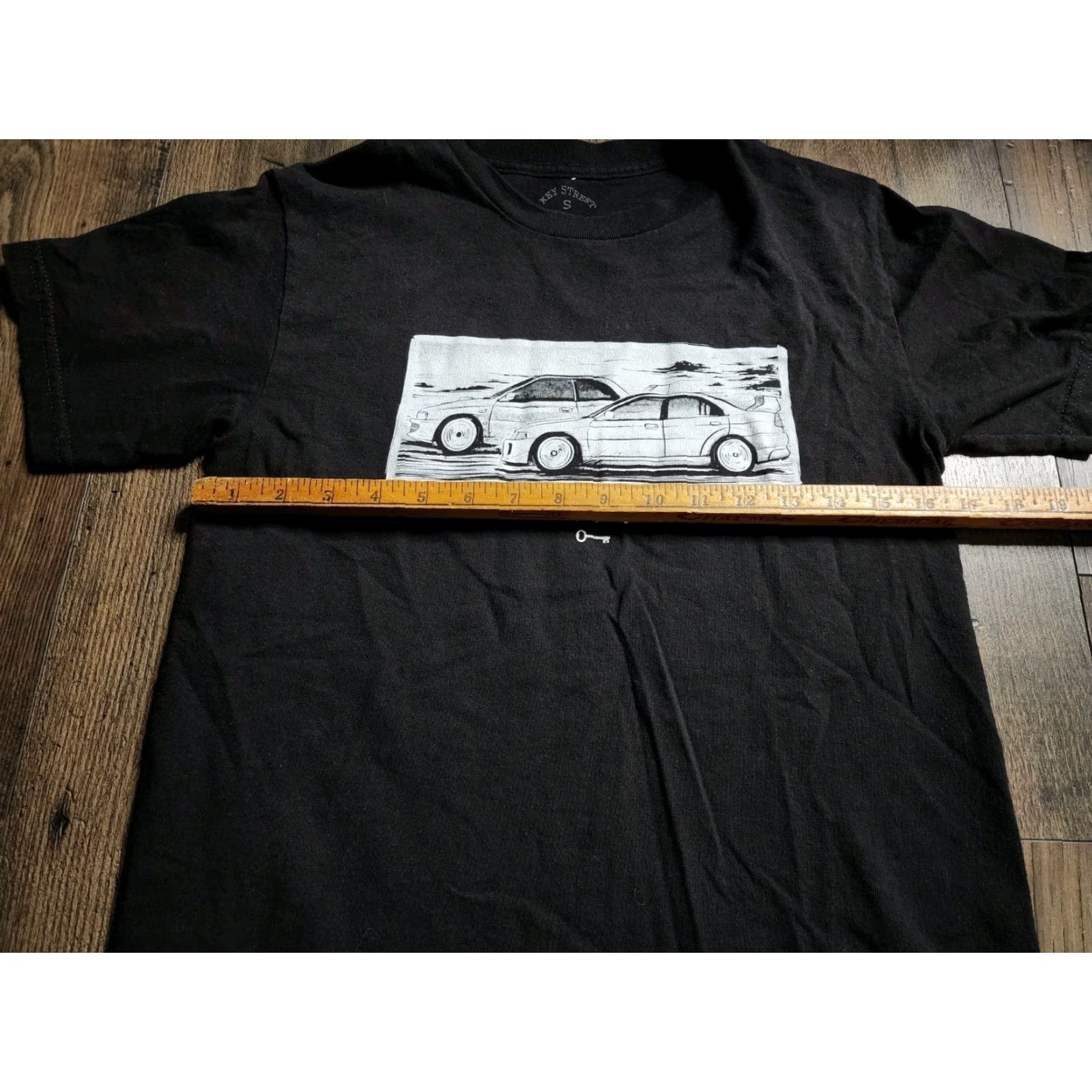 Vintage Key Street Men's S Black Short Sleeve Drift Car Graphic T Shirt Double Sided Size US S / EU 44-46 / 1 - 4 Thumbnail