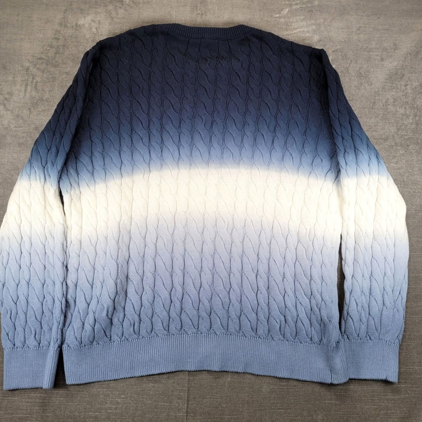 Express Express Mens XL Blue Ombre Cable Knit Crew Neck Sweater New Size US XL / EU 56 / 4 - 4 Thumbnail