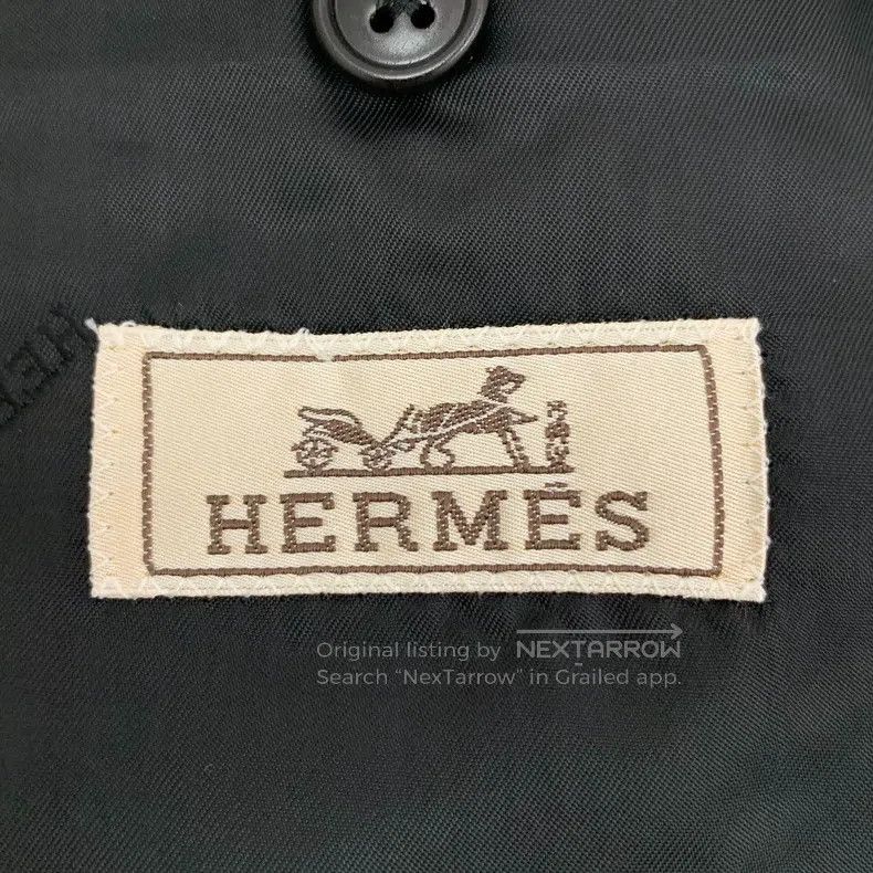 Hermes Hermes Dark Gray Merino Wool Lapel Double Breasted Long Sl Size 46R - 5 Thumbnail