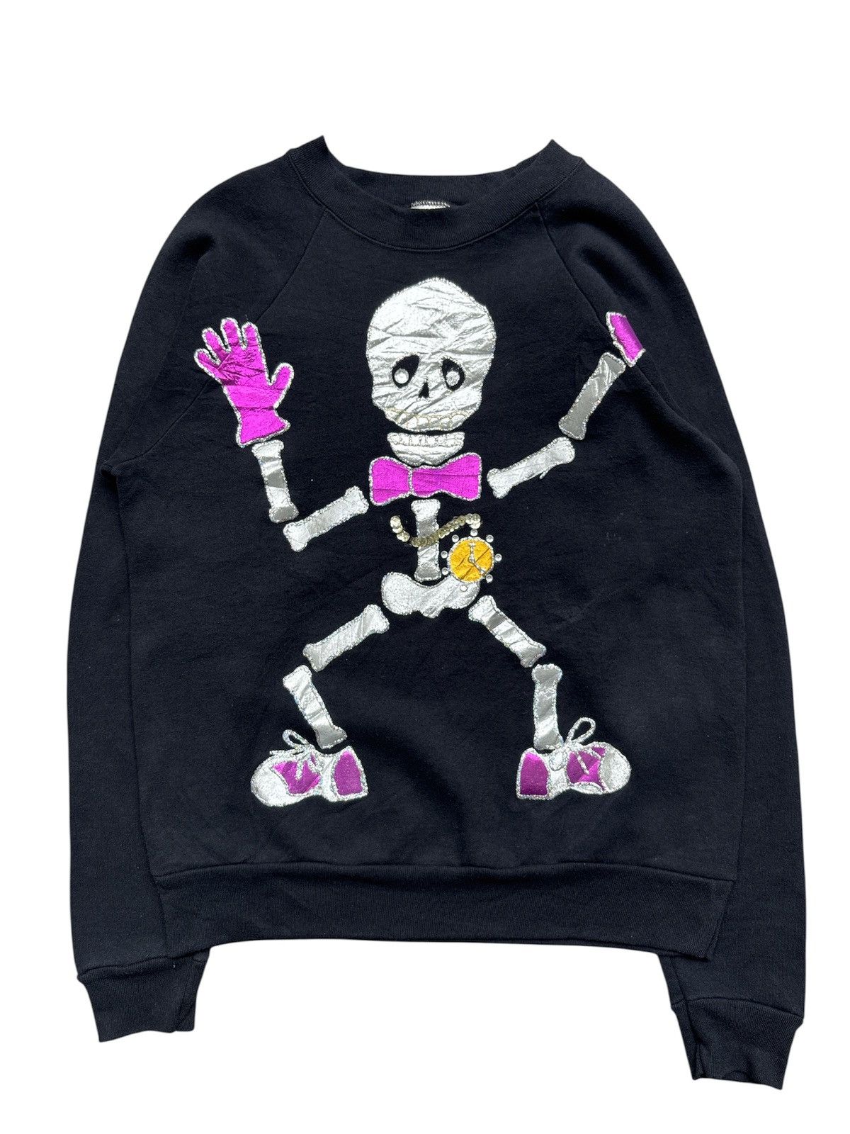 Vintage 1980s ONEITA Embellished Skeleton Sweater Size US L / EU 52-54 / 3 - 1 Thumbnail