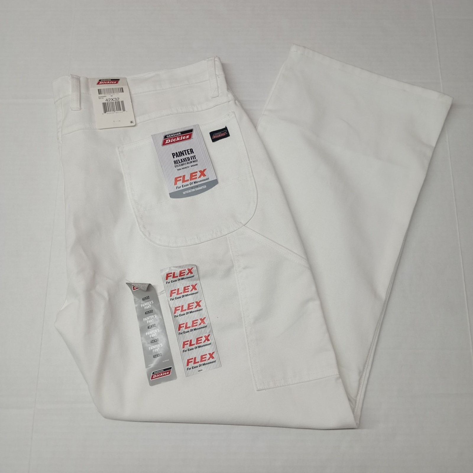 Dickies Dickies Mens White Relaxed Fit Flex Painter Pants Size 42x32 Size US 42 / EU 58 - 1 Thumbnail