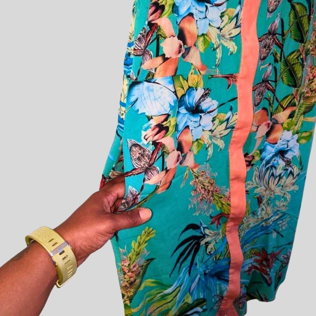 Brooklyn Industries Brooklyn Industries Dress XS Tropical Floral Rayon Teal Beac Size XS / US 0-2 / IT 36-38 - 9 Thumbnail