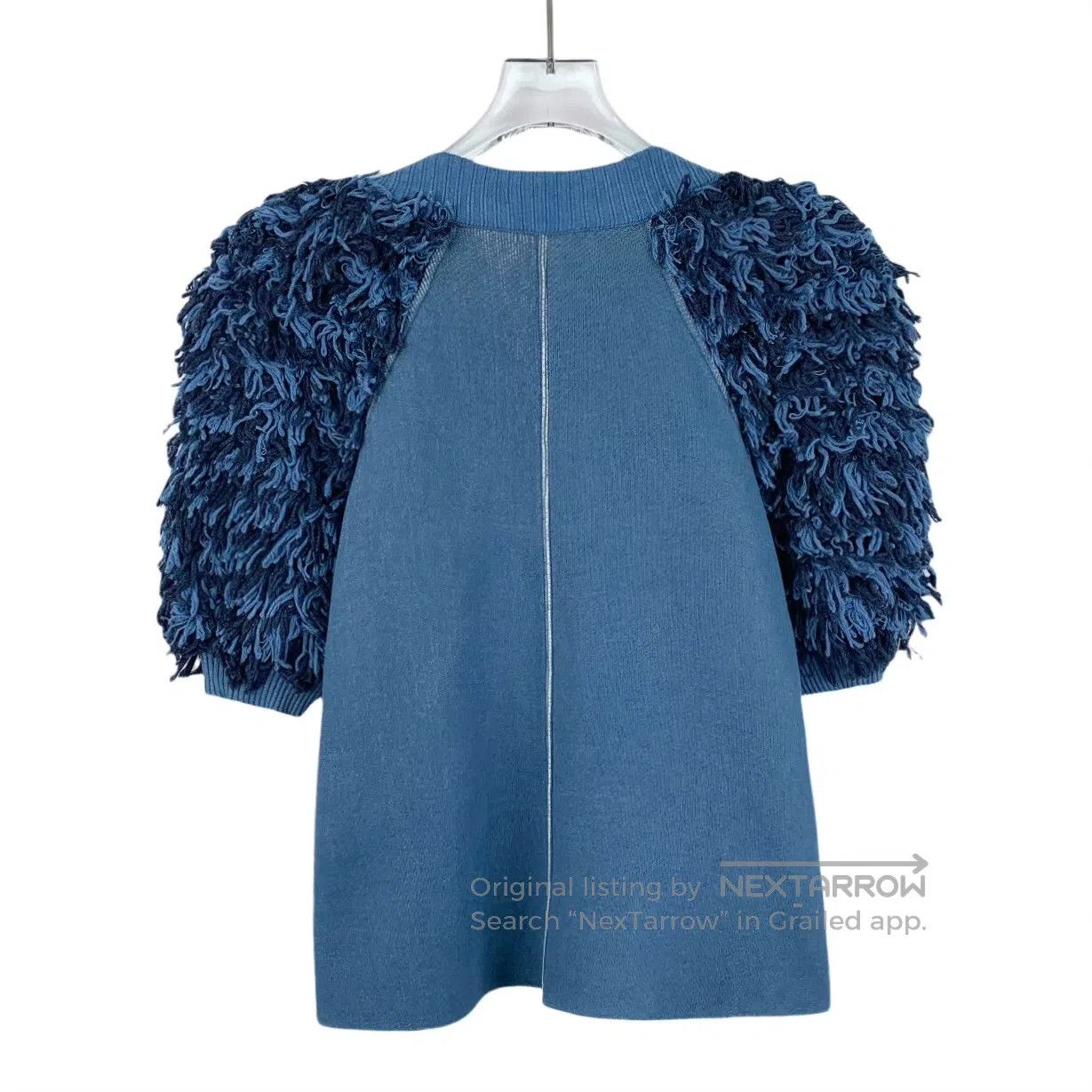Chanel Chanel Blue fringed cotton round neck single-breasted shor Size XS / US 0-2 / IT 36-38 - 2 Thumbnail