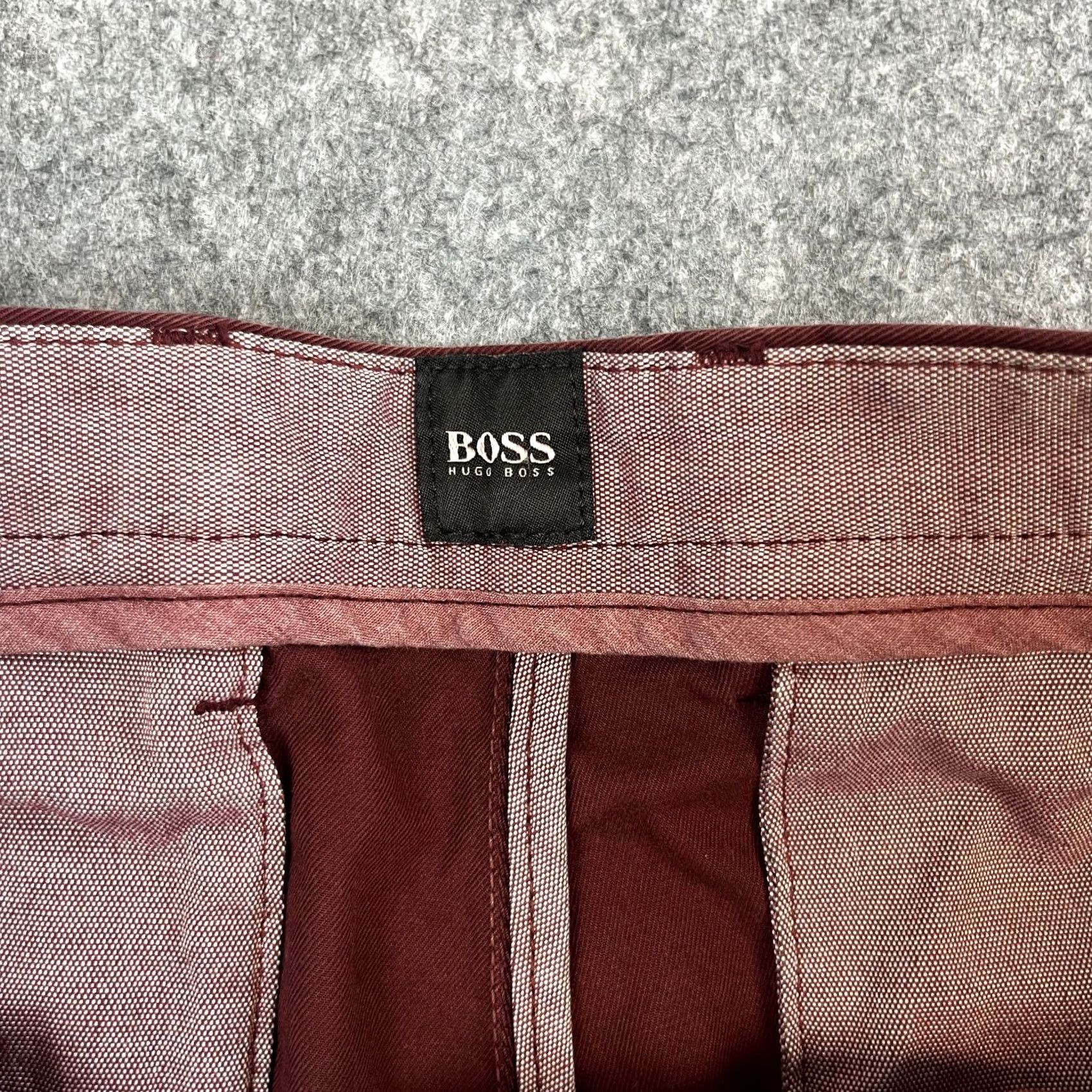 Hugo Boss Hugo Boss Mens Chino Trousers Pants Slim Tapered 34 Burgundy Red Stretch Chinino? No — keep original words only. Size US 34 / EU 50 - 7 Thumbnail